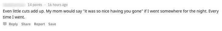 Screenshot of user comment saying 