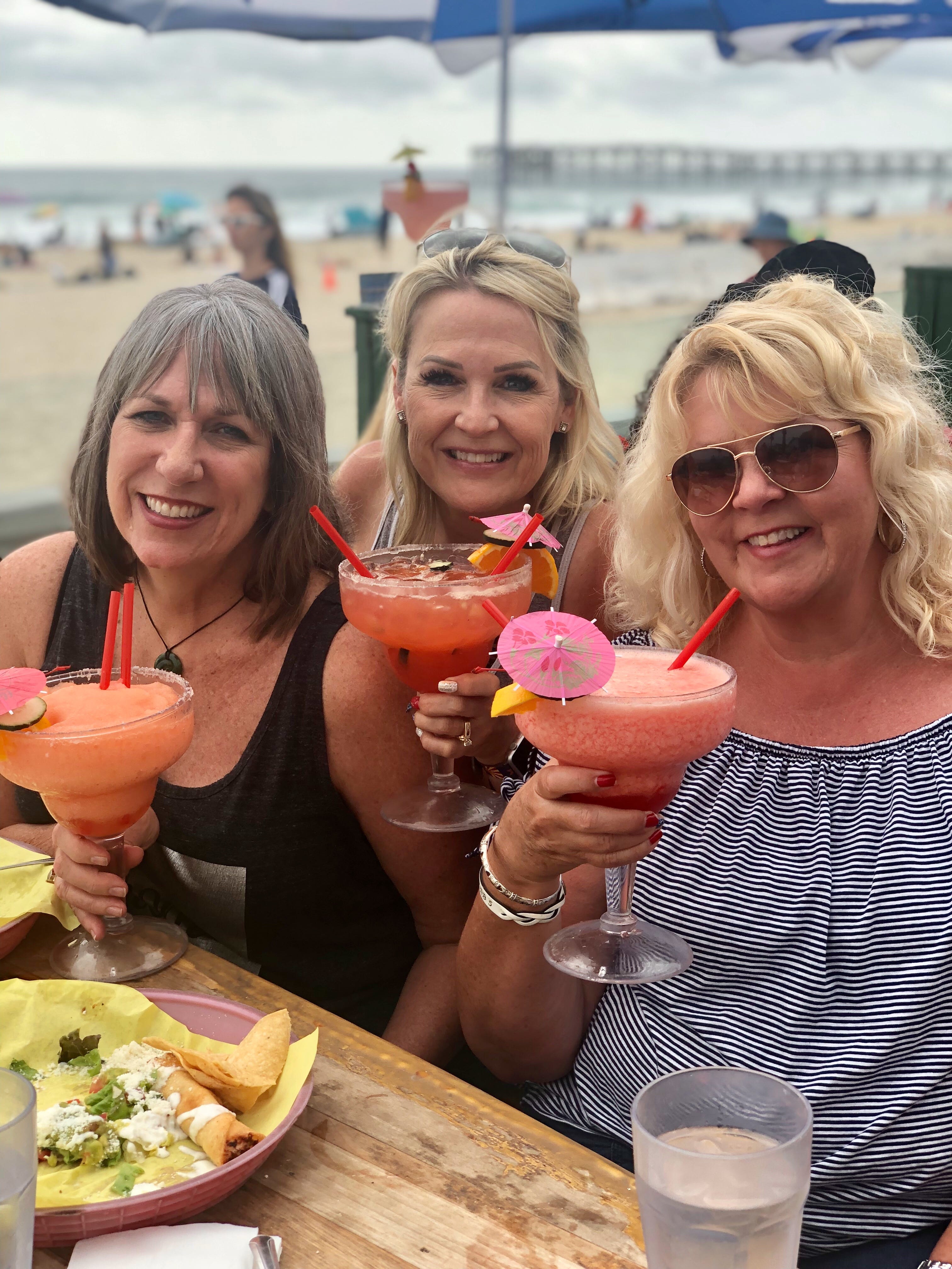 I drank huge margaritas at the Baja Beach Cafe on Mission Beach with Rhonda Rhiner and Carrie Collins. They were amazing.