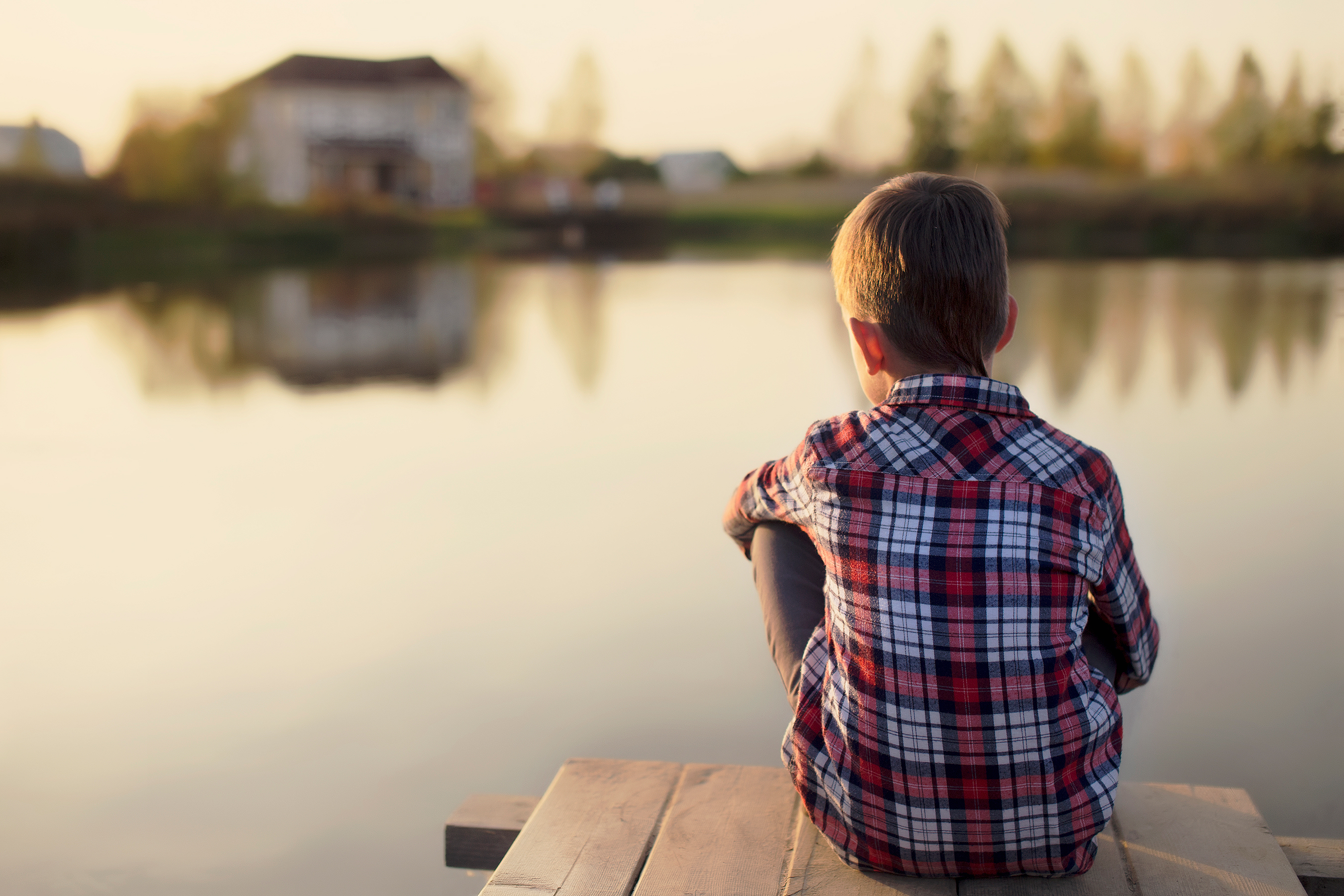 Boy at a lake