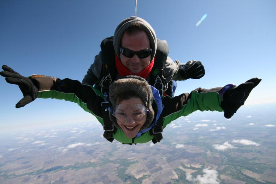 The author skydiving, image courtesy of Wendy Altschuler.