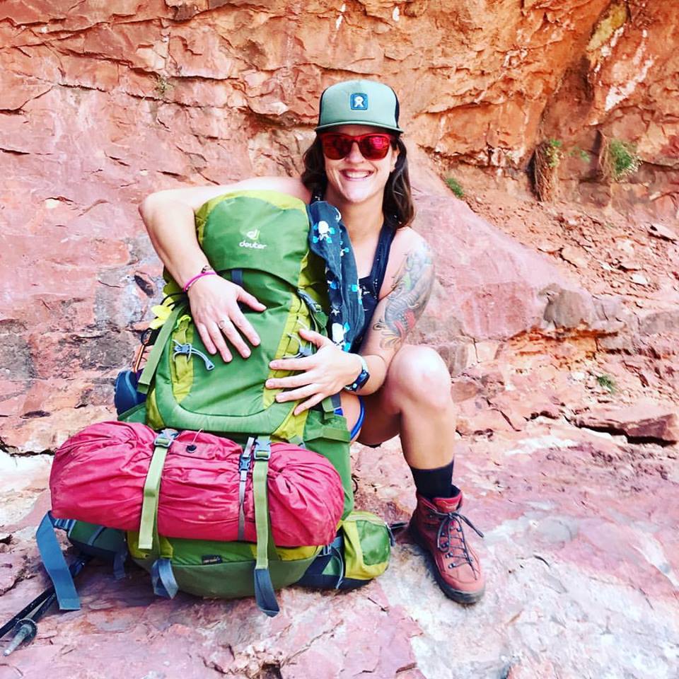 hiking woman with backpack