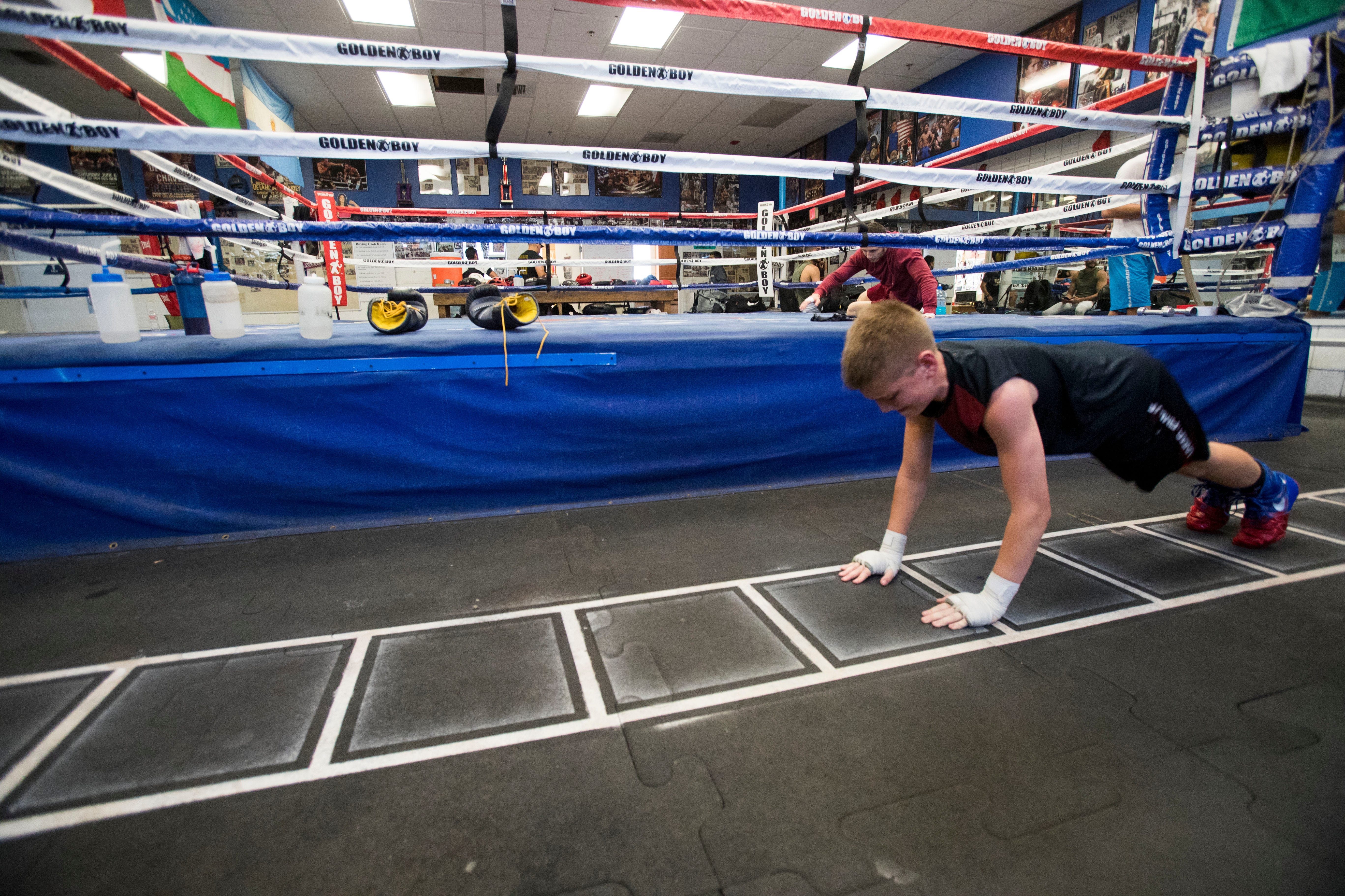 Cayden Griffiths trains at the Indio Boys and Girls Club under the direction of ex-world champion Antonio Diaz. The young prospect is ranked nationally. 