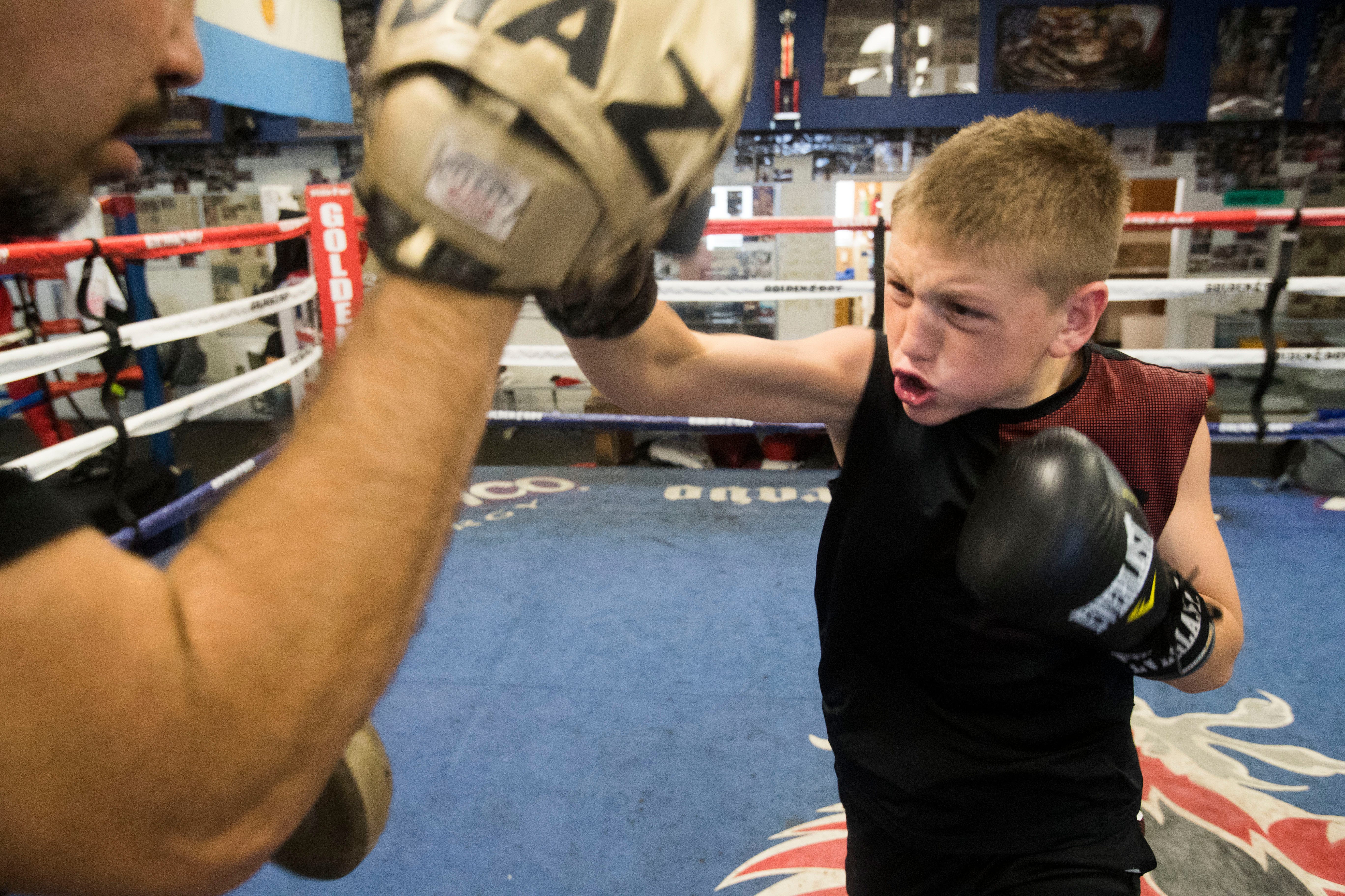 Cayden Griffiths trains at the Indio Boys and Girls Club under the direction of ex-world champion Antonio Diaz. The young prospect is ranked nationally. 