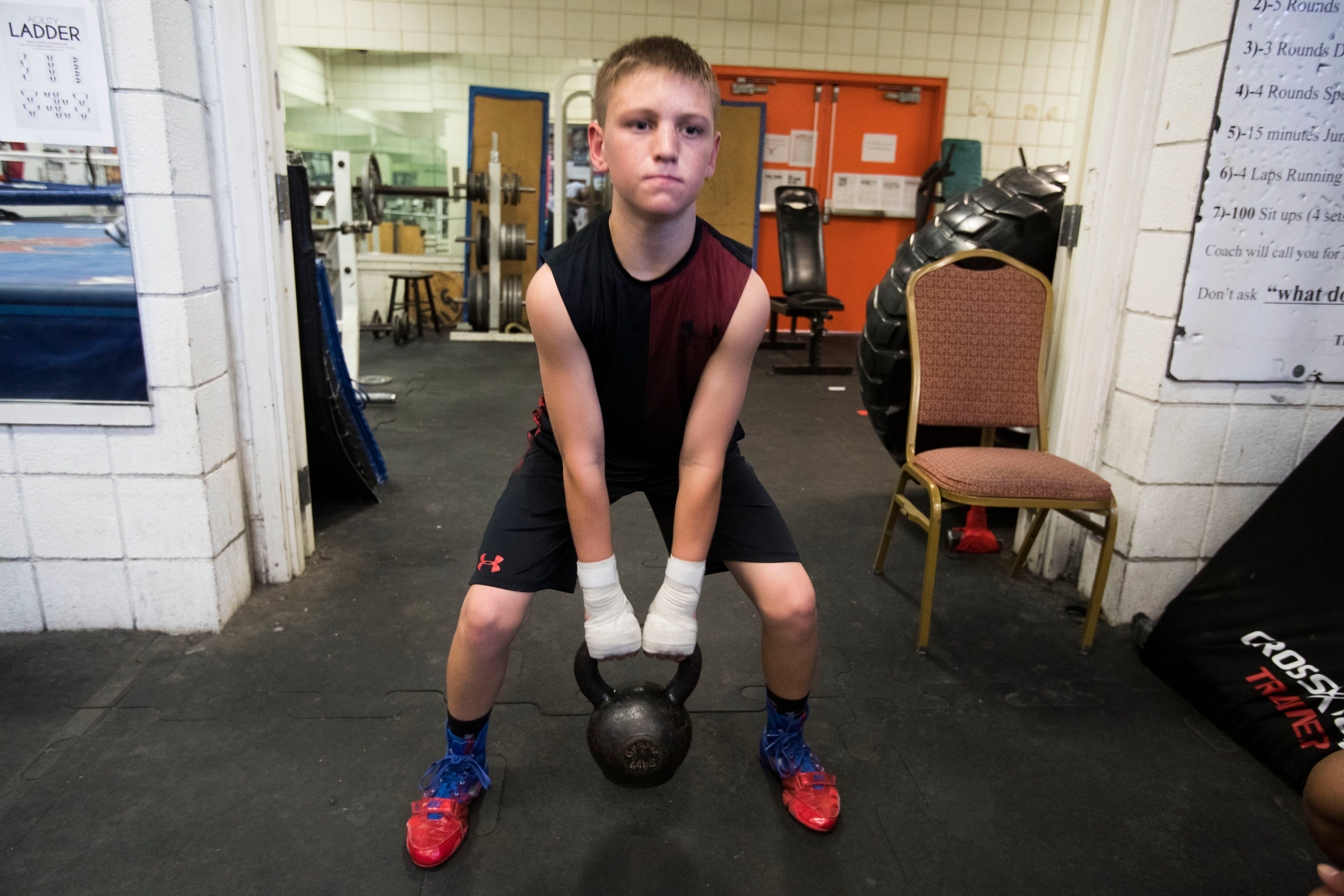 Cayden Griffiths trains at the Indio Boys and Girls Club under the direction of ex-world champion Antonio Diaz. The young prospect is ranked nationally. 