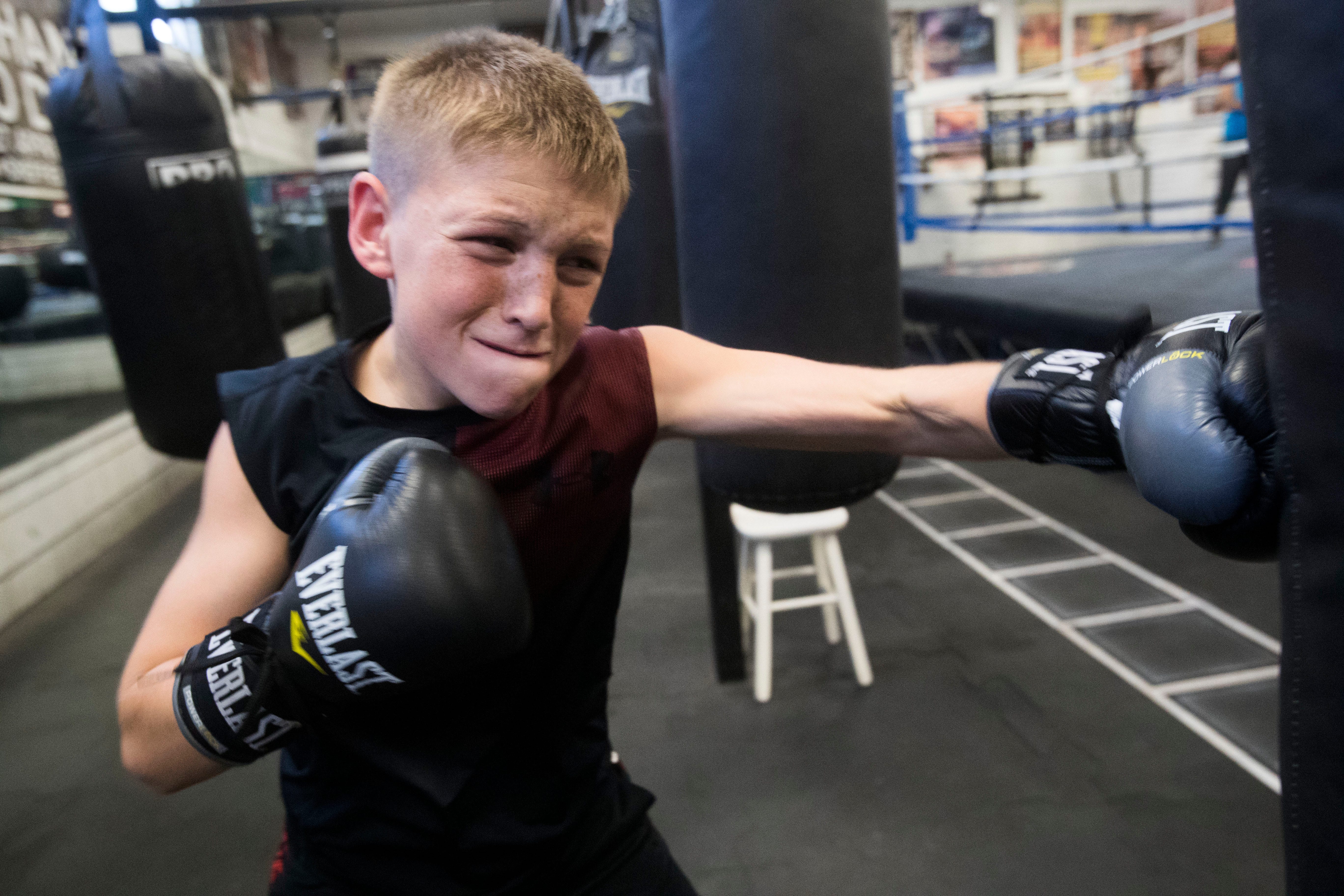 Cayden Griffiths trains at the Indio Boys and Girls Club under the direction of ex-world champion Antonio Diaz. The young prospect is ranked nationally. 