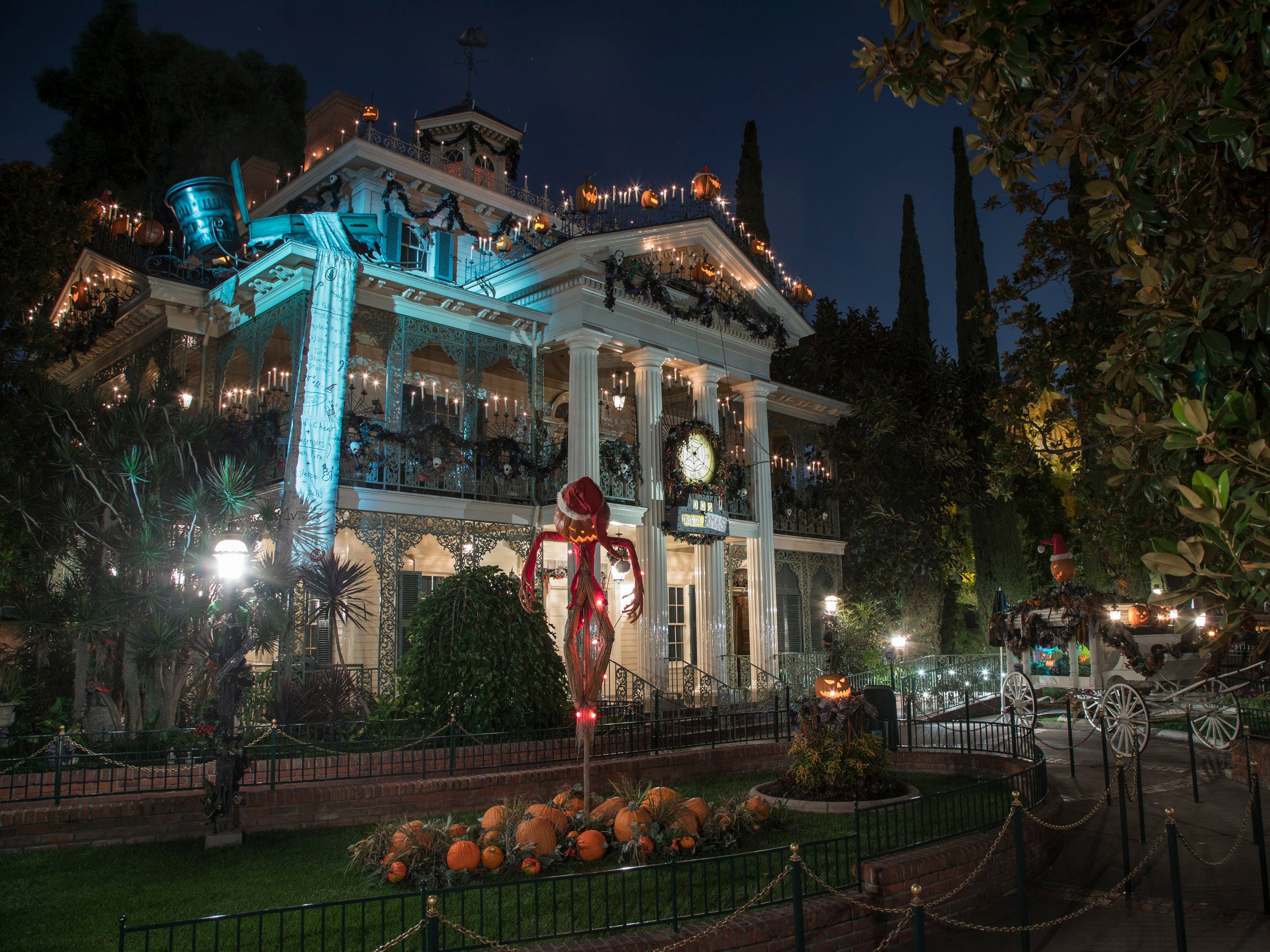 During Halloween Time at Disneyland Park, from Sept. 6 through Oct. 31, 2019, the Haunted Mansion, which celebrates its 50th anniversary this summer, becomes Haunted Mansion Holiday, inspired by the Walt Disney Pictures classic “Tim Burton’s The Nightmare Before Christmas.” The seasonal attraction celebrates the collision between Halloween and Christmas as Jack Skellington offers his unique take on the holidays. Disneyland Resort is located in Anaheim, Calif. (Joshua Sudock/Disneyland Resort)