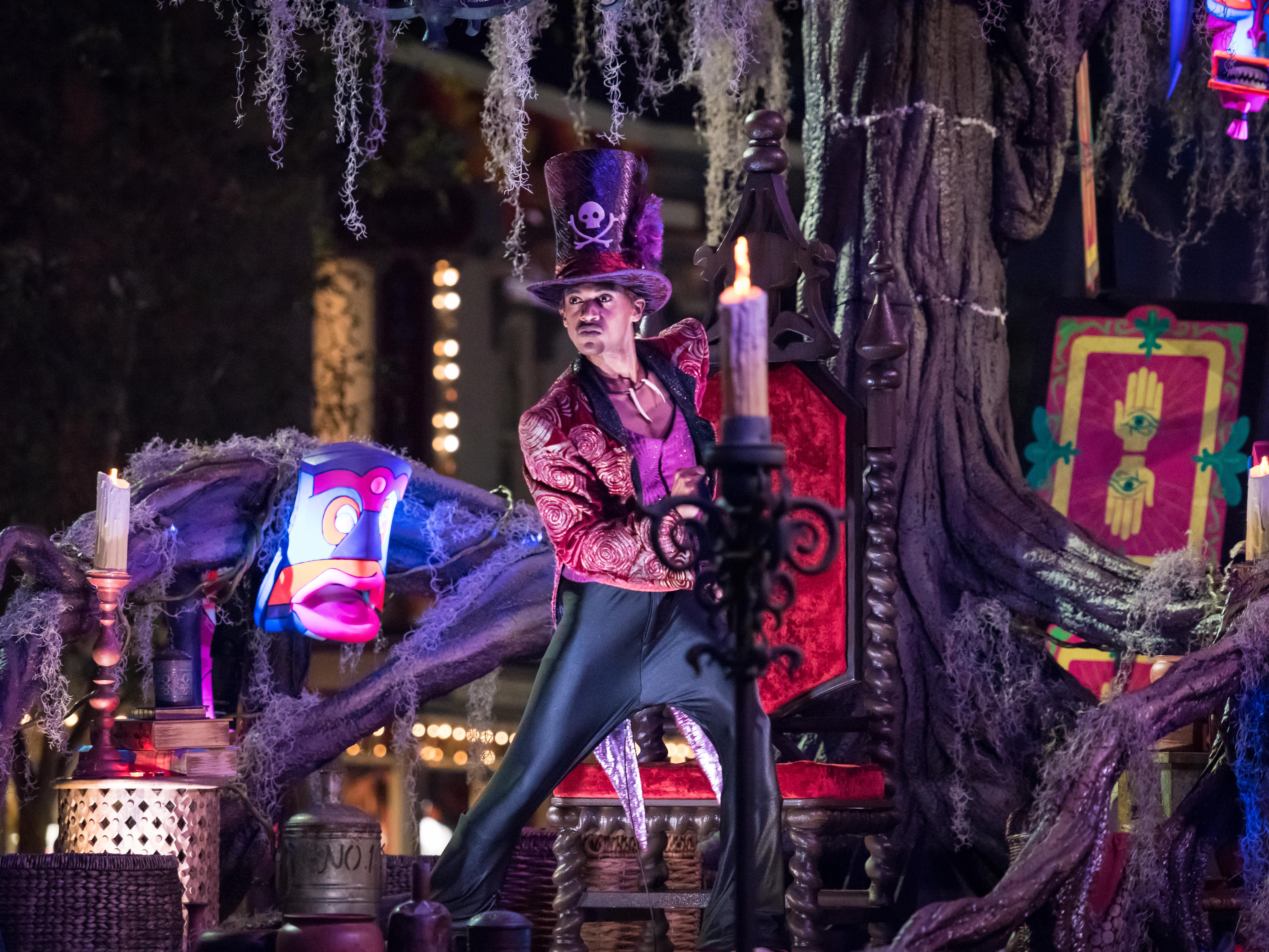 Frightfully Fun Parade Part of Oogie Boogie Bash at Disney California Adventure. The guest-favorite “Frightfully Fun Parade” delights guests at Disney California Adventure Park during the all-new Oogie Boogie Bash – A Disney Halloween Party on 20 select nights from Sept. 17-Oct. 31, 2019. The Headless Horseman of Sleepy Hollow heralds the arrival of Mickey Mouse and Minnie Mouse who lead the cavalcade of characters, including many mischievous Disney villains. New this year, the ever-curious and whimsical Cheshire Cat from “Alice in Wonderland” joins the parade, mischievously smiling at all the magical mayhem. (Disneyland Resort)