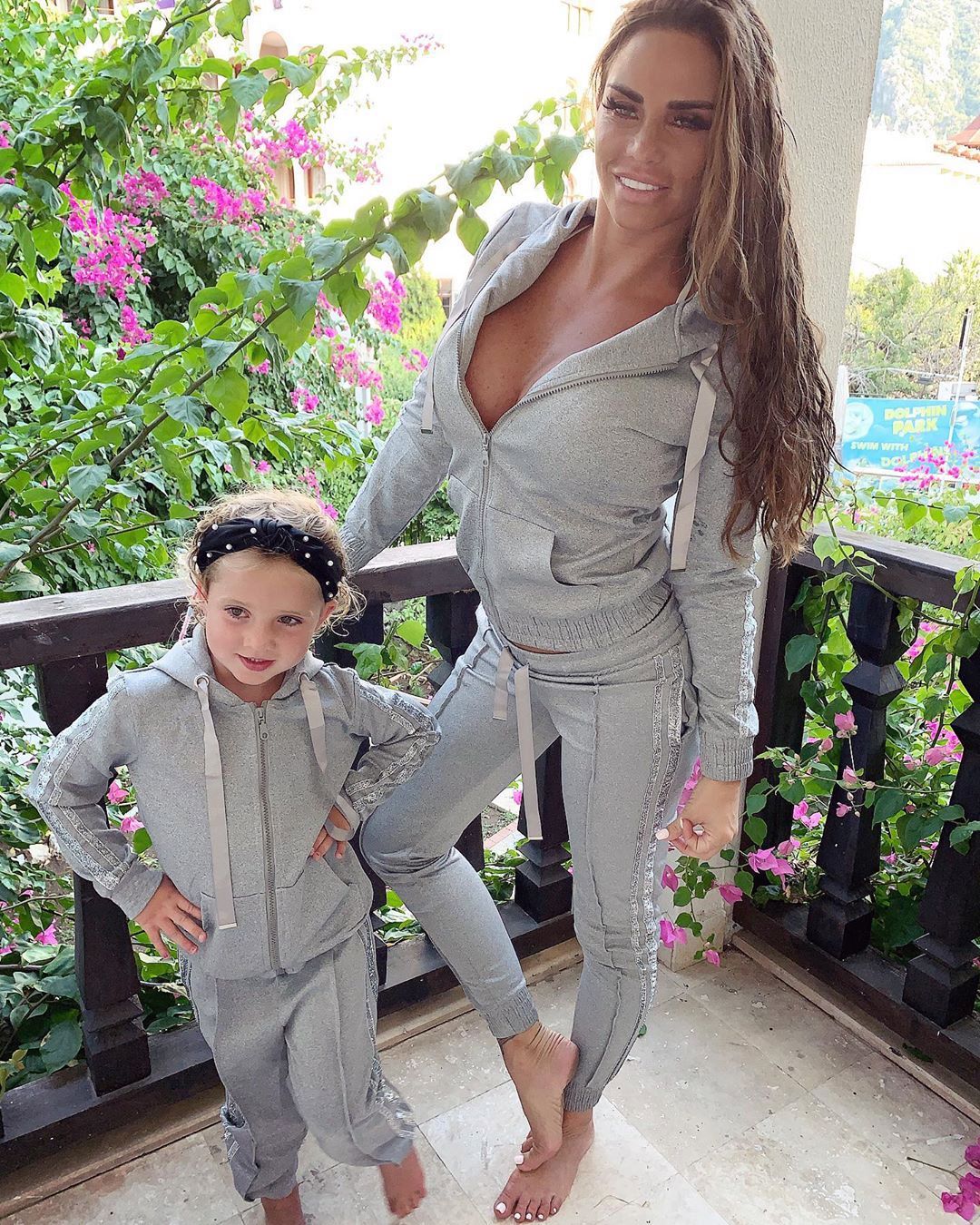  Katie in a tracksuit with youngest daughter Bunny