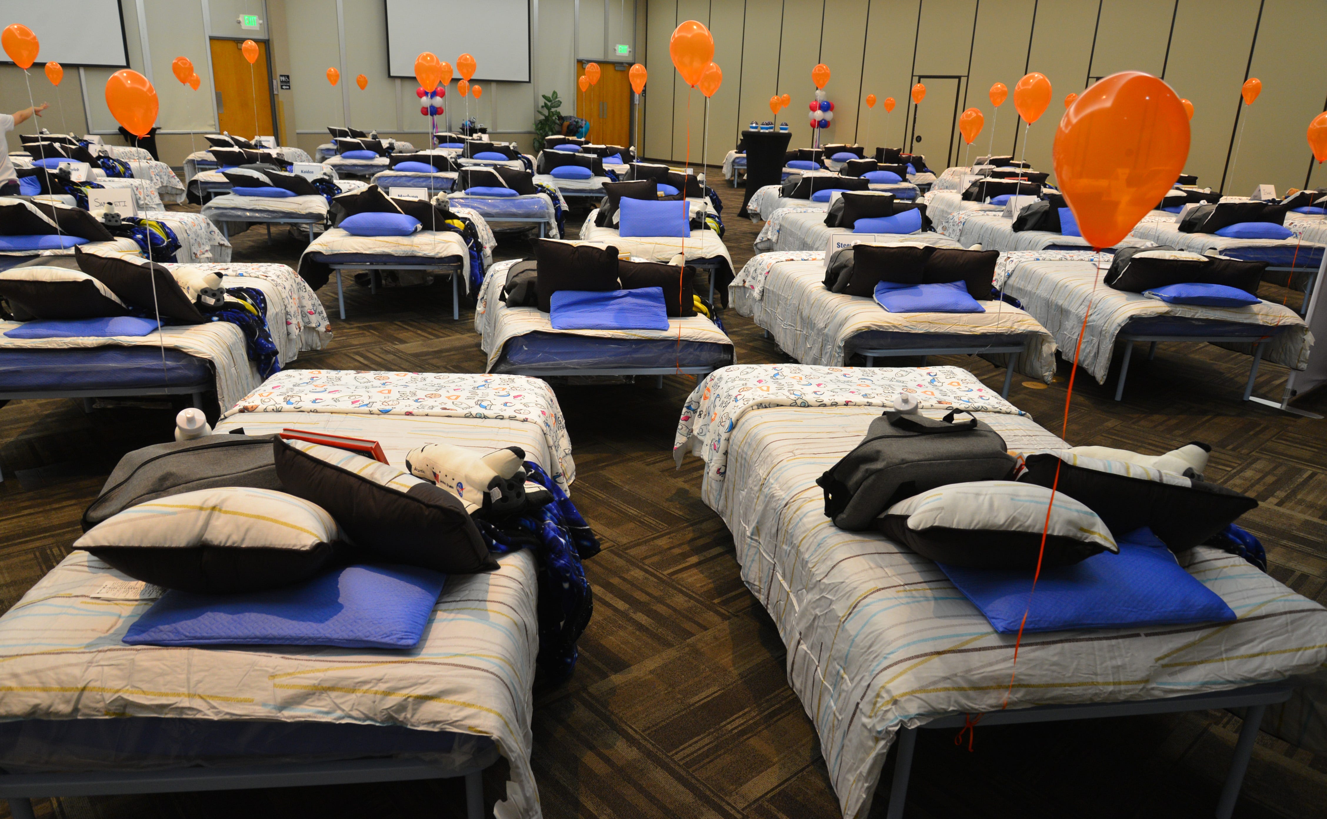 50 students from four Brevard schools were invited to Kennedy Space Center Visitor Complex Friday afternoon for the Ashley HomeStoreâ€™s national â€œHope to Dreamâ€ program to surprise 50 children an afternoon at the Kennedy Space Center Visitor Complex, followed by a mass bed reveal, where kids will receive their very own bed. Children will receive a twin mattress, bed frame, pillow, comforter, mattress protector, swag bag and teddy bear. These children do not have their own bed, they either share with their parent or siblings, sleep on the sofa or on the floor. Ashley's HomeStore Hope to Dream program has given out 90,000 beds since 2010. 