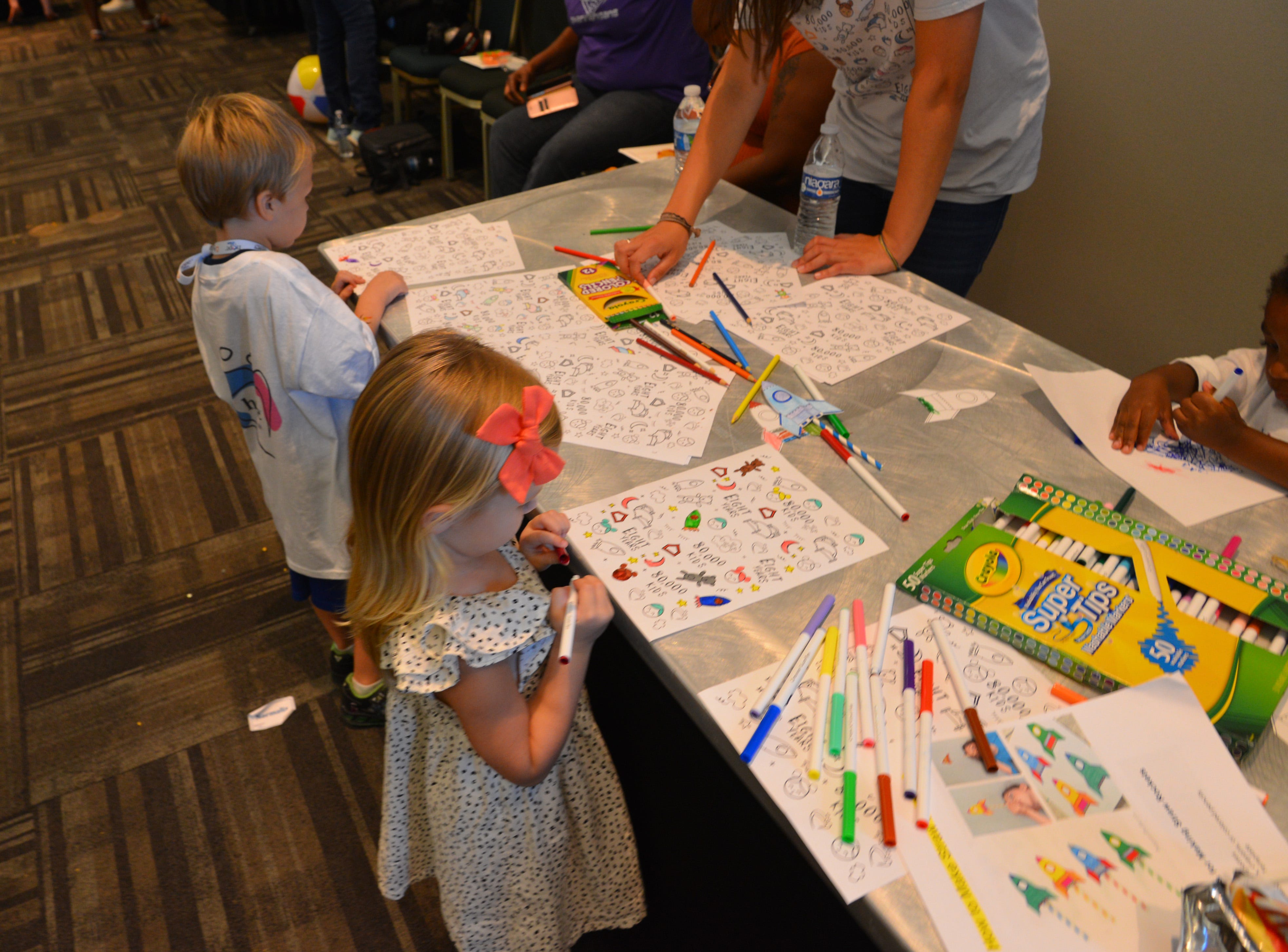 50 students from four Brevard schools were invited to Kennedy Space Center Visitor Complex Friday afternoon for the Ashley HomeStoreâ€™s national â€œHope to Dreamâ€ program to surprise 50 children an afternoon at the Kennedy Space Center Visitor Complex, followed by a mass bed reveal, where kids will receive their very own bed. Children will receive a twin mattress, bed frame, pillow, comforter, mattress protector, swag bag and teddy bear. These children do not have their own bed, they either share with their parent or siblings, sleep on the sofa or on the floor. Ashley's HomeStore Hope to Dream program has given out 90,000 beds since 2010. 