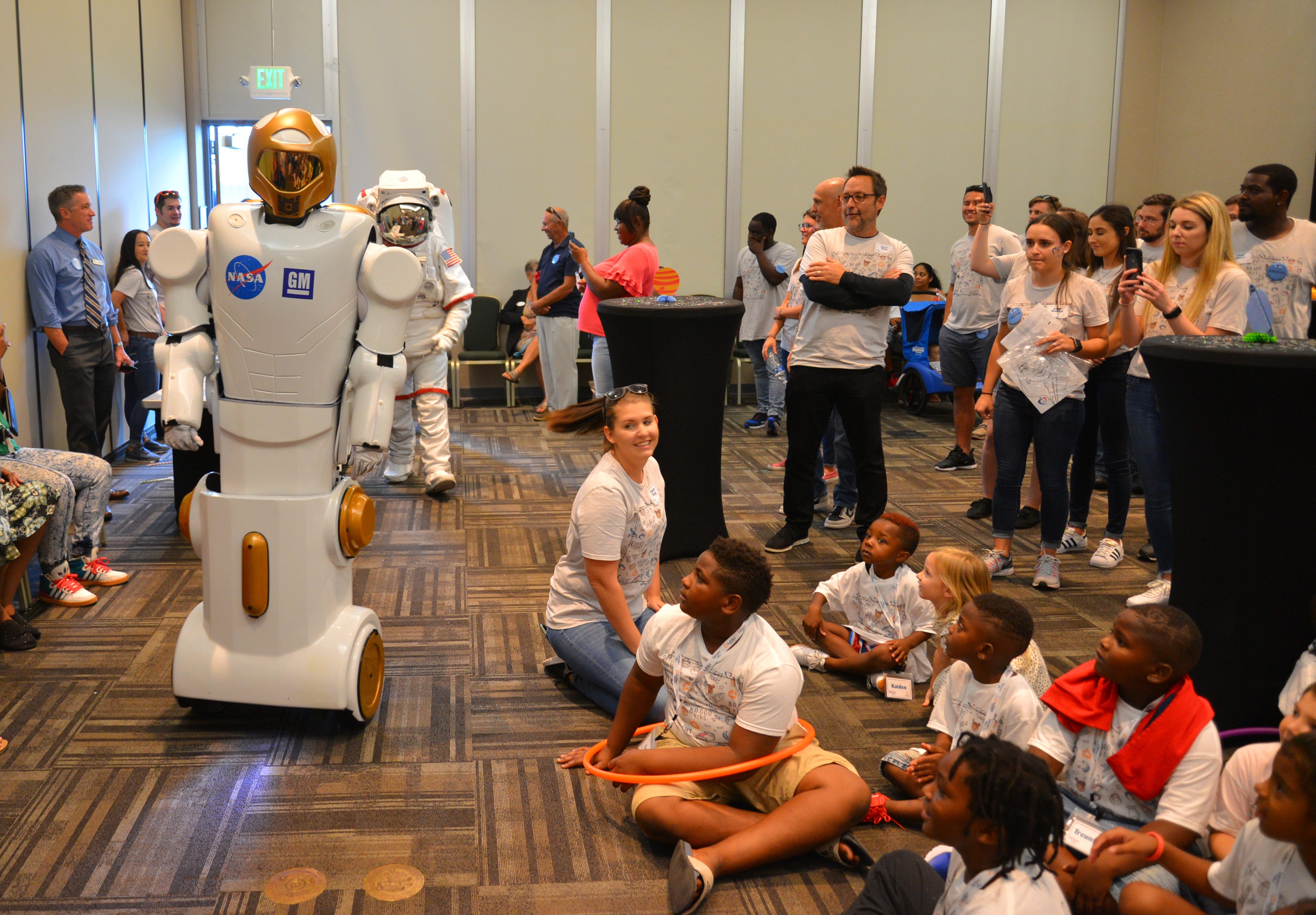 50 students from four Brevard schools were invited to Kennedy Space Center Visitor Complex Friday afternoon for the Ashley HomeStoreâ€™s national â€œHope to Dreamâ€ program to surprise 50 children an afternoon at the Kennedy Space Center Visitor Complex, followed by a mass bed reveal, where kids will receive their very own bed. Children will receive a twin mattress, bed frame, pillow, comforter, mattress protector, swag bag and teddy bear. These children do not have their own bed, they either share with their parent or siblings, sleep on the sofa or on the floor. Ashley's HomeStore Hope to Dream program has given out 90,000 beds since 2010. 