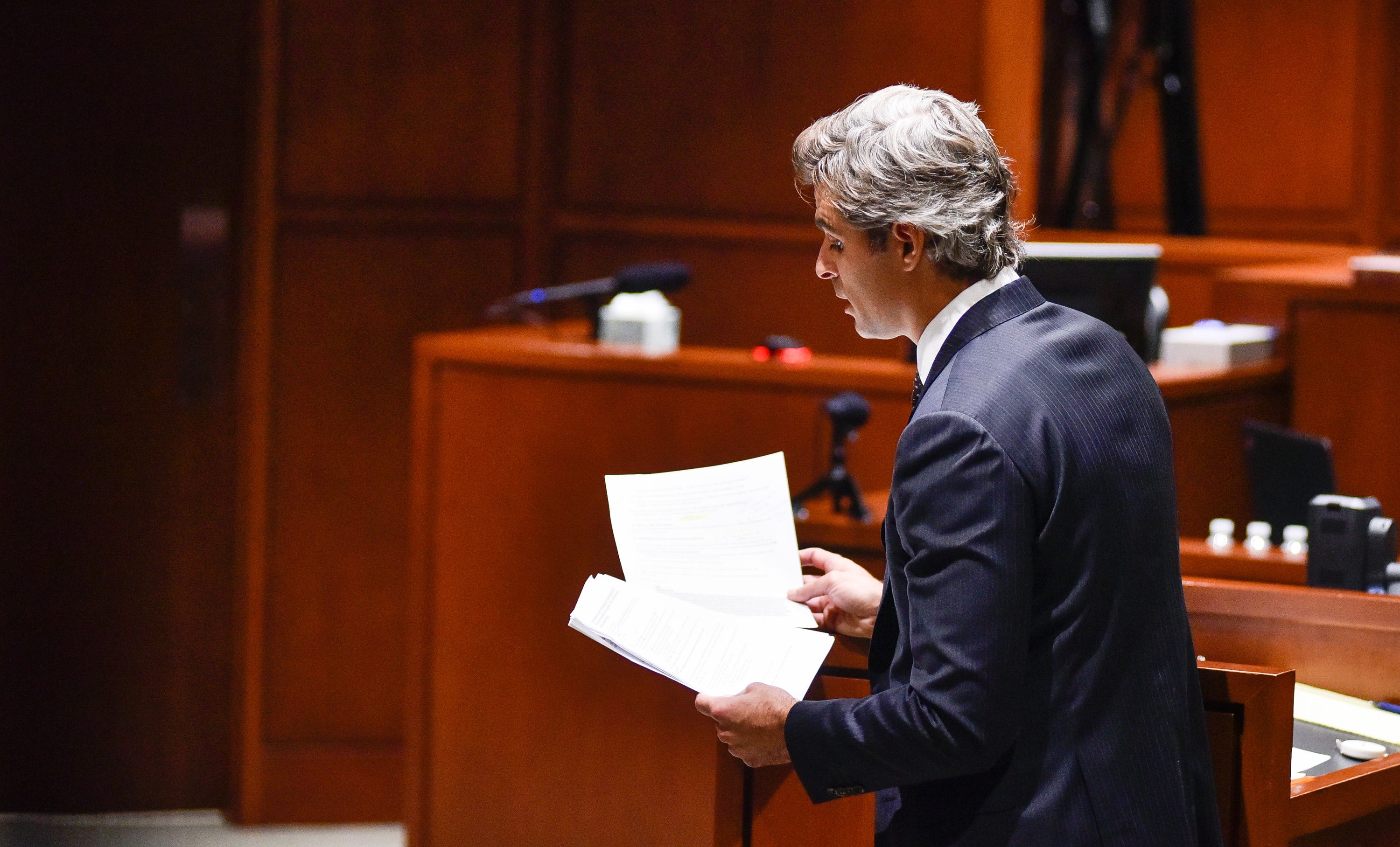 Defense attorney Charles M. Rittgers delivers his opening statement for the trial of Brooke "Skylar" Richardson in the Warren County Common Pleas Court Wednesday, September 4, 2019. The 20-year-old accused of killing and burying her baby in the backyard of her Carlisle home. Richardson is charged with aggravated murder, involuntary manslaughter, gross abuse of a corpse, tampering with evidence and child endangerment in the death of her newborn infant. She faces the possibility of life in prison.