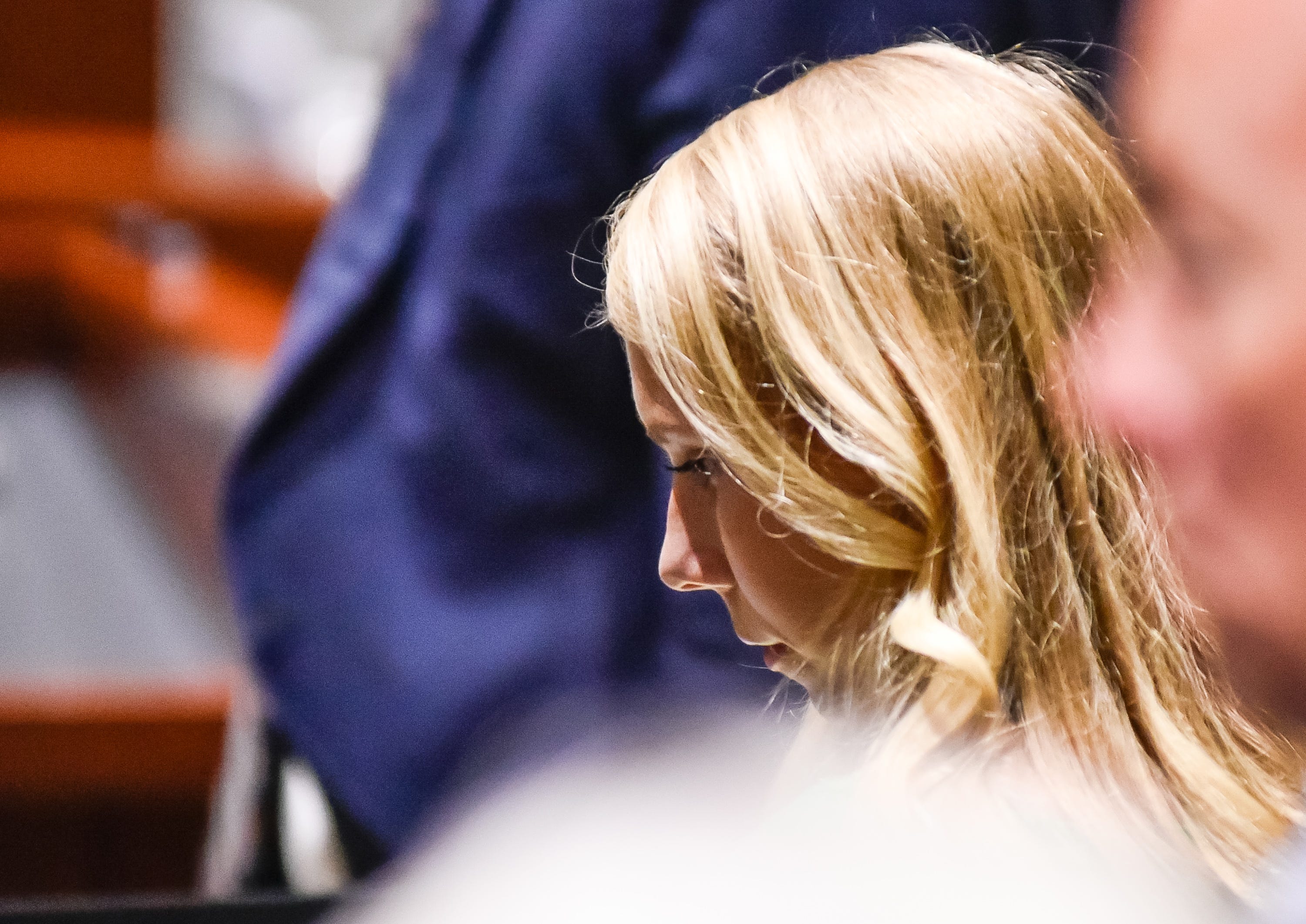 Brooke "Skylar" Richardson stands during a break in the Warren County Courthouse during her trial Wednesday, September 4, 2019. The 20-year-old is accused of killing and burying her baby in the backyard of her Carlisle home. Richardson is charged with aggravated murder, involuntary manslaughter, gross abuse of a corpse, tampering with evidence and child endangerment in the death of her newborn infant. She faces the possibility of life in prison.