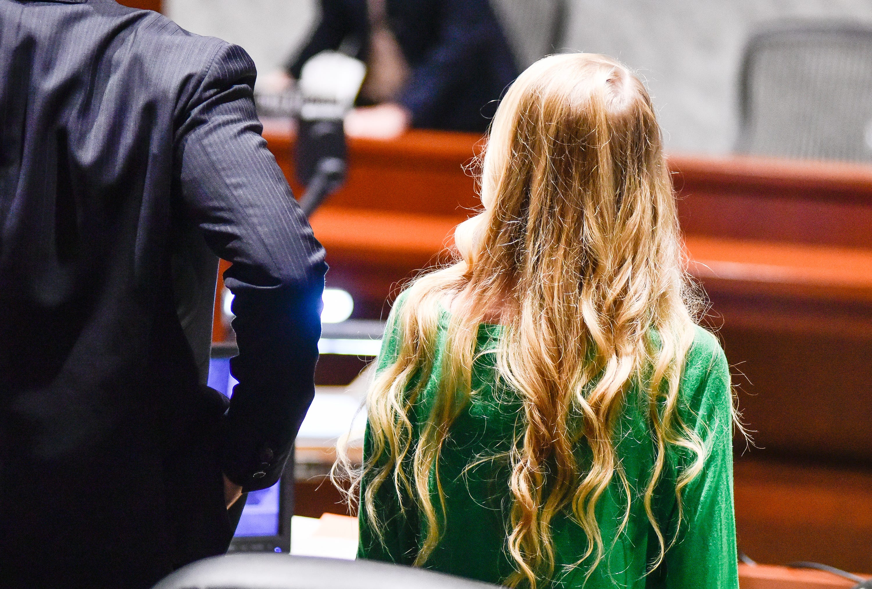 Brooke "Skylar" Richardson stands during a break in the Warren County Courthouse during her trial Wednesday, September 4, 2019. The 20-year-old is accused of killing and burying her baby in the backyard of her Carlisle home. Richardson is charged with aggravated murder, involuntary manslaughter, gross abuse of a corpse, tampering with evidence and child endangerment in the death of her newborn infant. She faces the possibility of life in prison.
