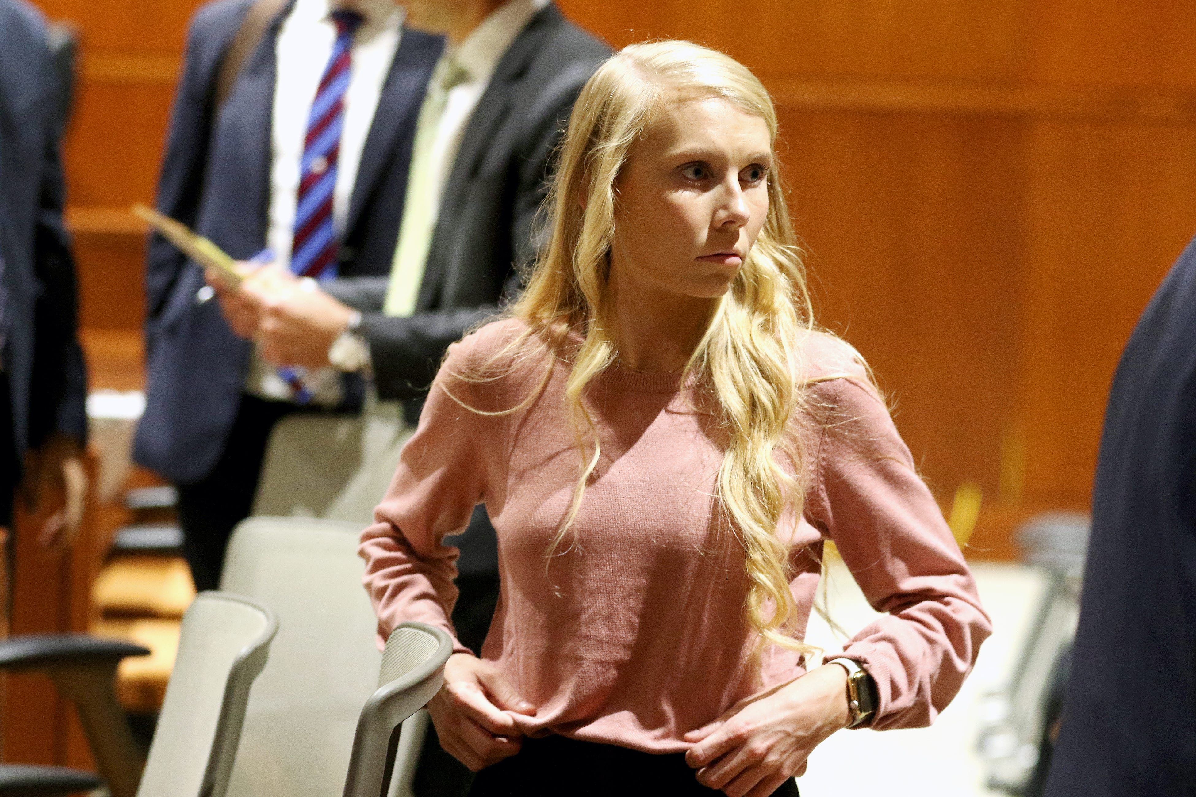 Brooke "Skylar" Richardson, waits for jury selection to resume during a break at the Warren County Courthouse Tuesday, September 3, 2019. Richardson, 20, is accused of killing and burying her baby in the backyard of her Carlisle home. Richardson is charged with aggravated murder, involuntary manslaughter, gross abuse of a corpse, tampering with evidence and child endangerment in the death of her newborn infant.