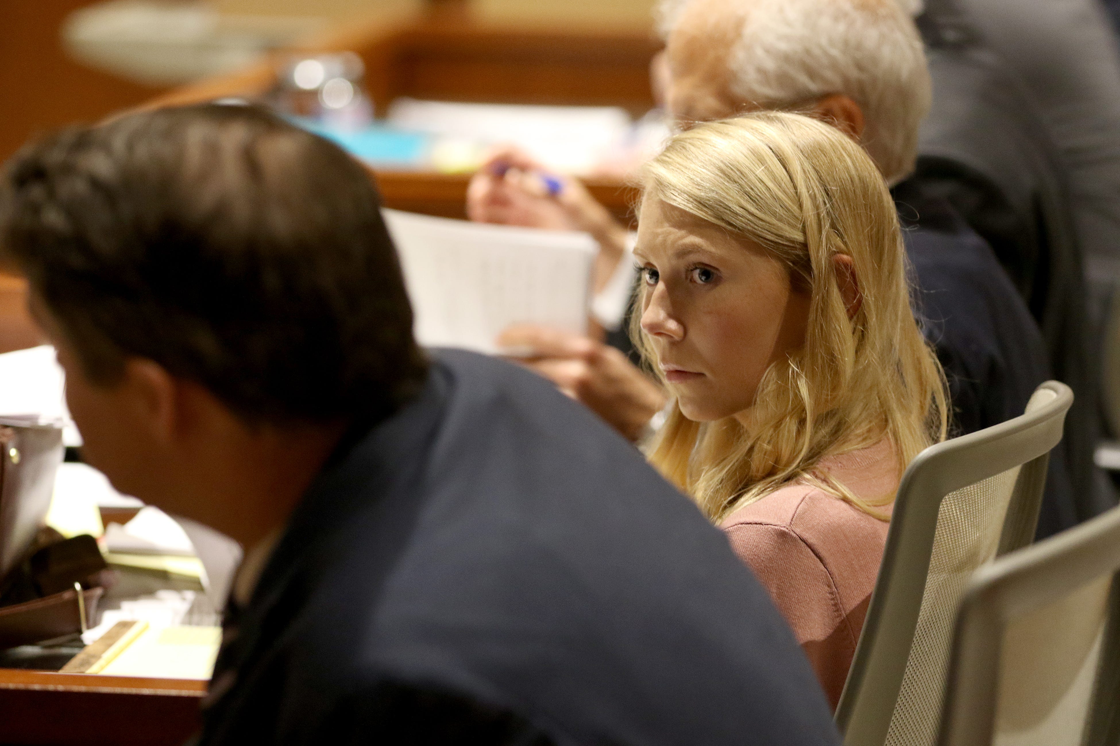 Brooke "Skylar" Richardson, waits for jury selection to resume after a break for lunch at the Warren County Courthouse Tuesday, September 3, 2019. Richardson, 20, is accused of killing and burying her baby in the backyard of her Carlisle home. Richardson is charged with aggravated murder, involuntary manslaughter, gross abuse of a corpse, tampering with evidence and child endangerment in the death of her newborn infant.