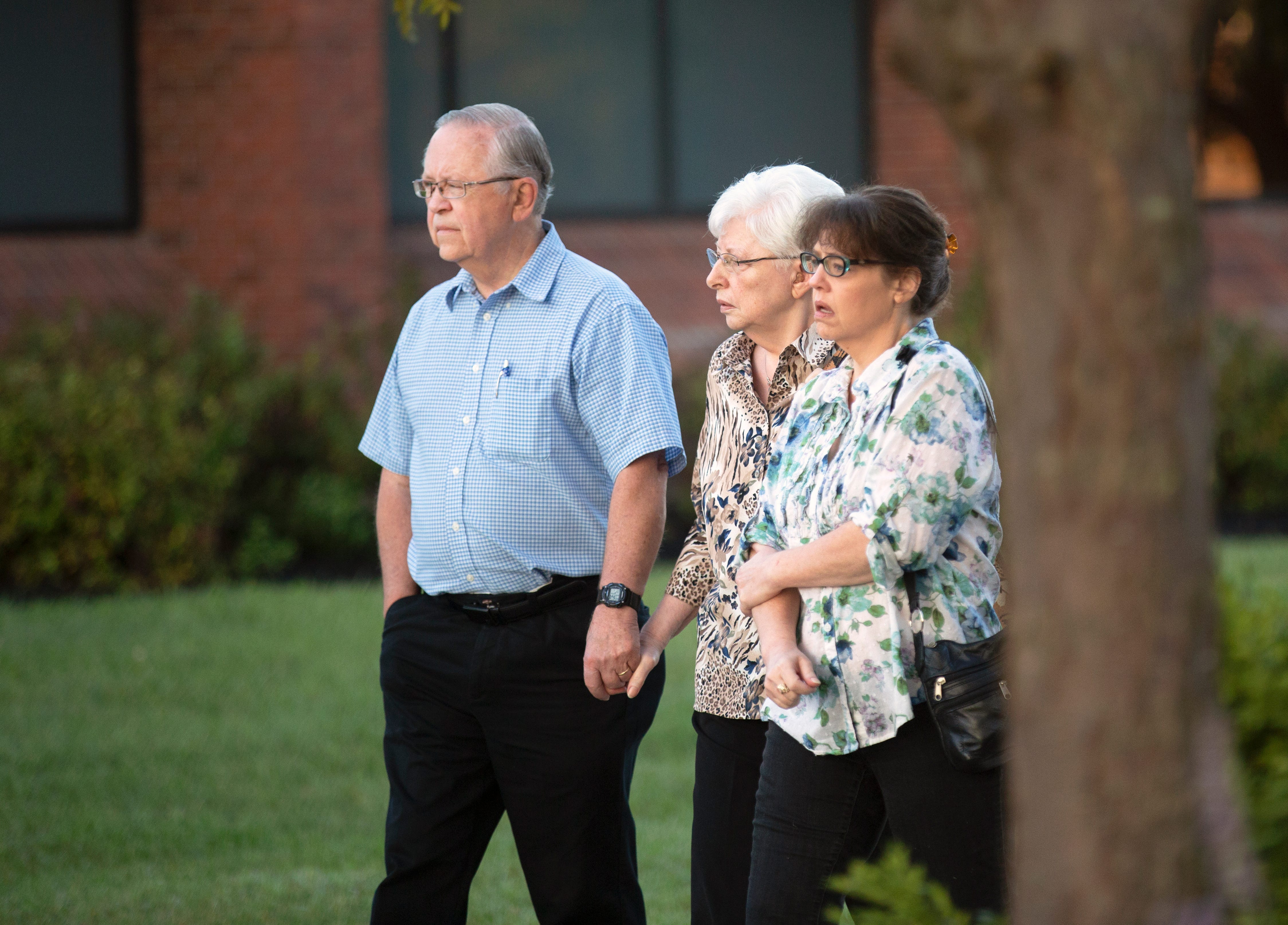 Family members of Brooke 'Skylar' Richardson, 20, walk into the Warren County Courthouse in Lebanon, Ohio, Tuesday, Sept. 3, for the first day of jury selection in the case against Brooke 'Skylar' Richardson, 20. Richardson, of Carlisle, is charged with aggravated murder, involuntary manslaughter, gross abuse of a corpse, tampering with evidence and child endangerment in the death of her newborn infant. She faces the possibility of life in prison. She was 18 at that time.