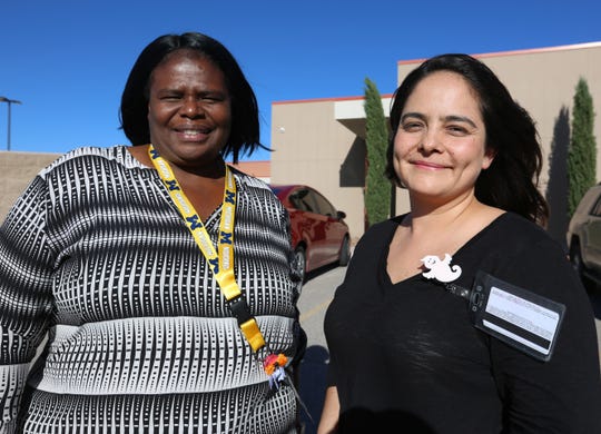 Director of Nutrition Services Operations Edwanda Williams and Health and Nutrition Services Specialist Leonor Lara, at Arrowhead Park Early College High School, Wednesday Oct. 9, 2019.
