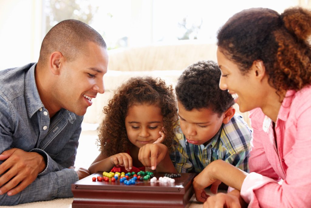 family plays game together