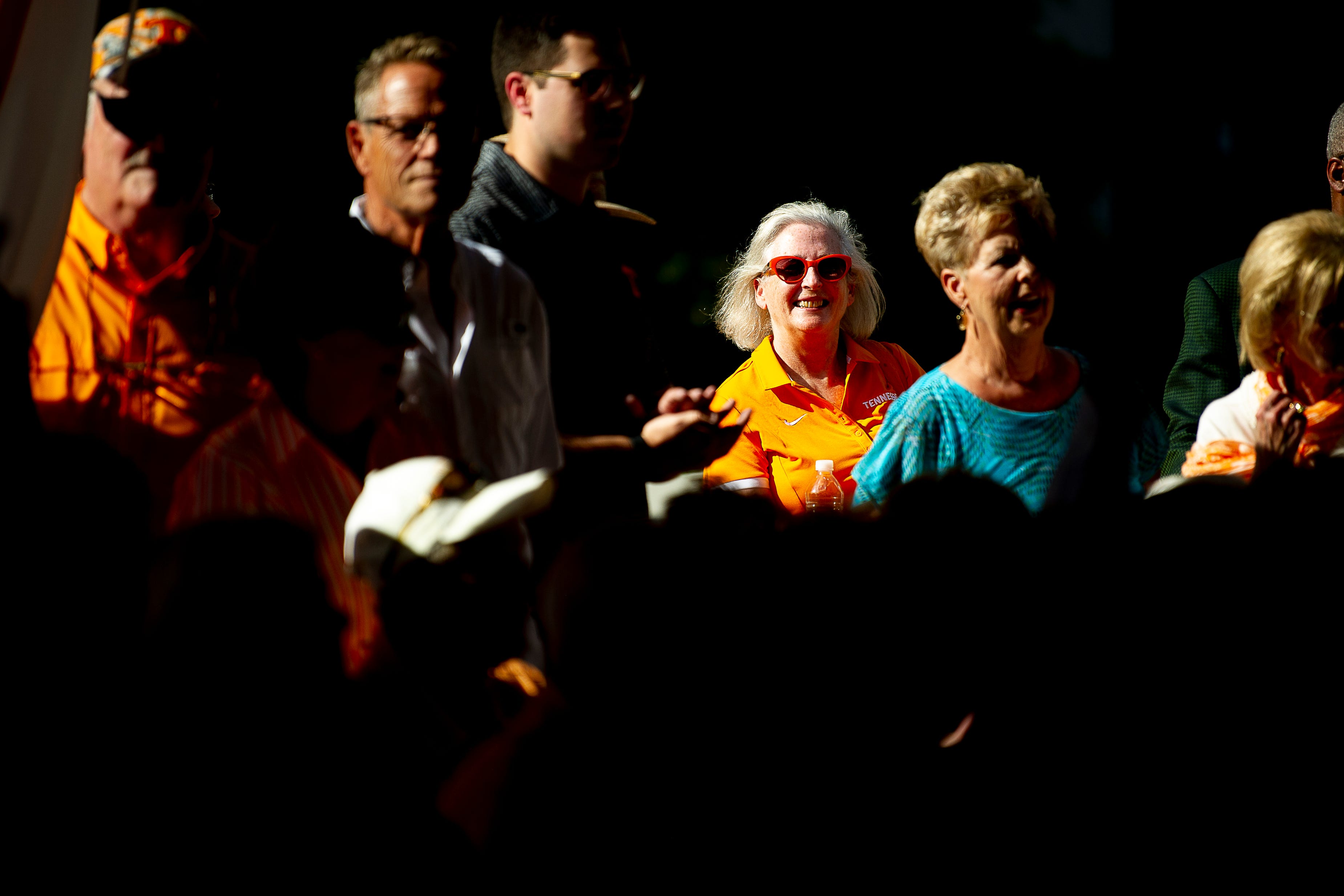 Attendees listen during a dedication ceremony of the Doug Dickey Hall of Fame Plaza at the Neyland-Thompson Sports Complex in Knoxville, Tennessee on Friday, October 4, 2019. Dickey led UT to its second SEC title in 1969 and served as the Vols' Director of Athletics from 1986 to 2003.