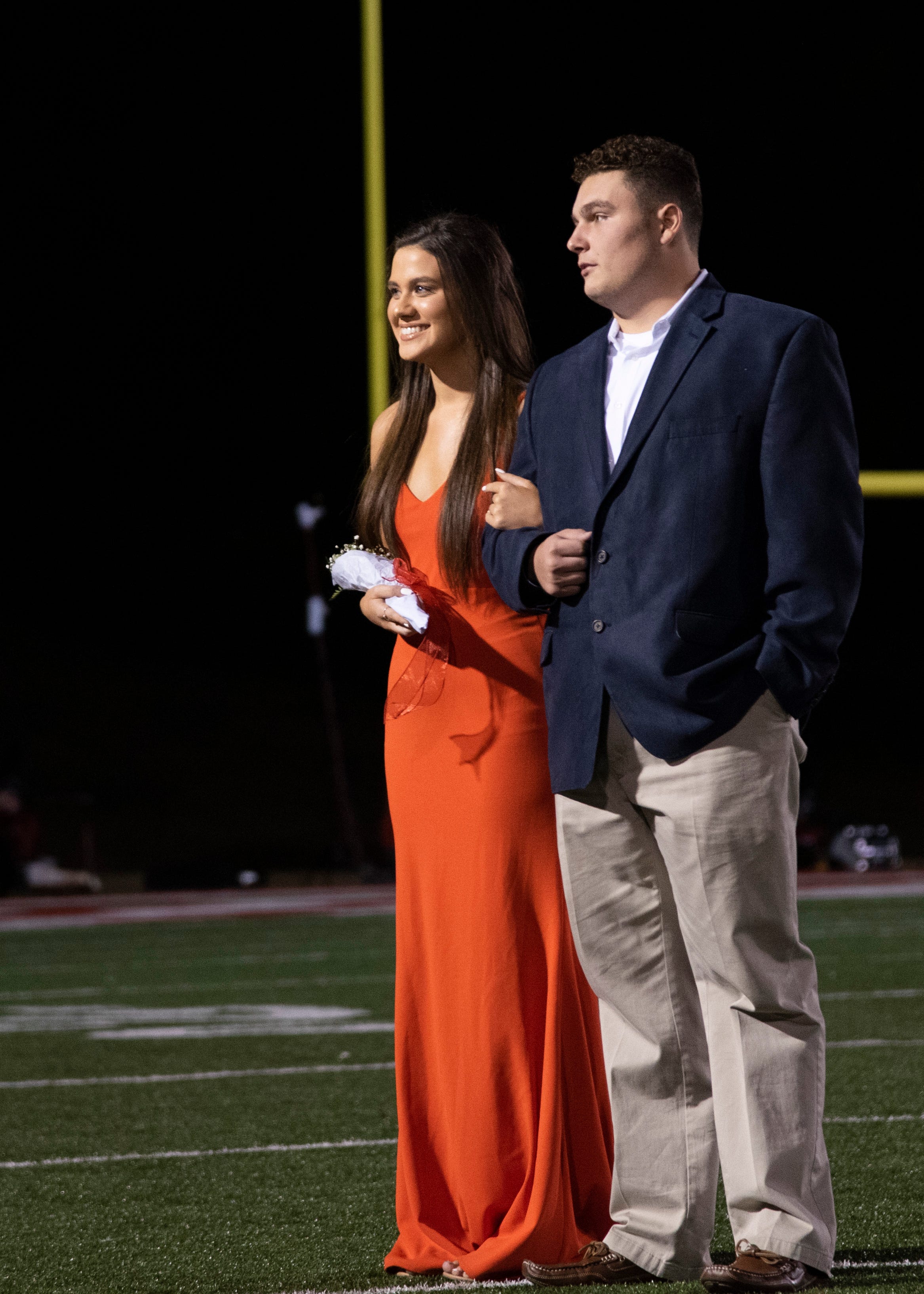 A Halls homecoming court member during the Halls and Central high school football game Friday, October 4, 2019, at Halls High School.