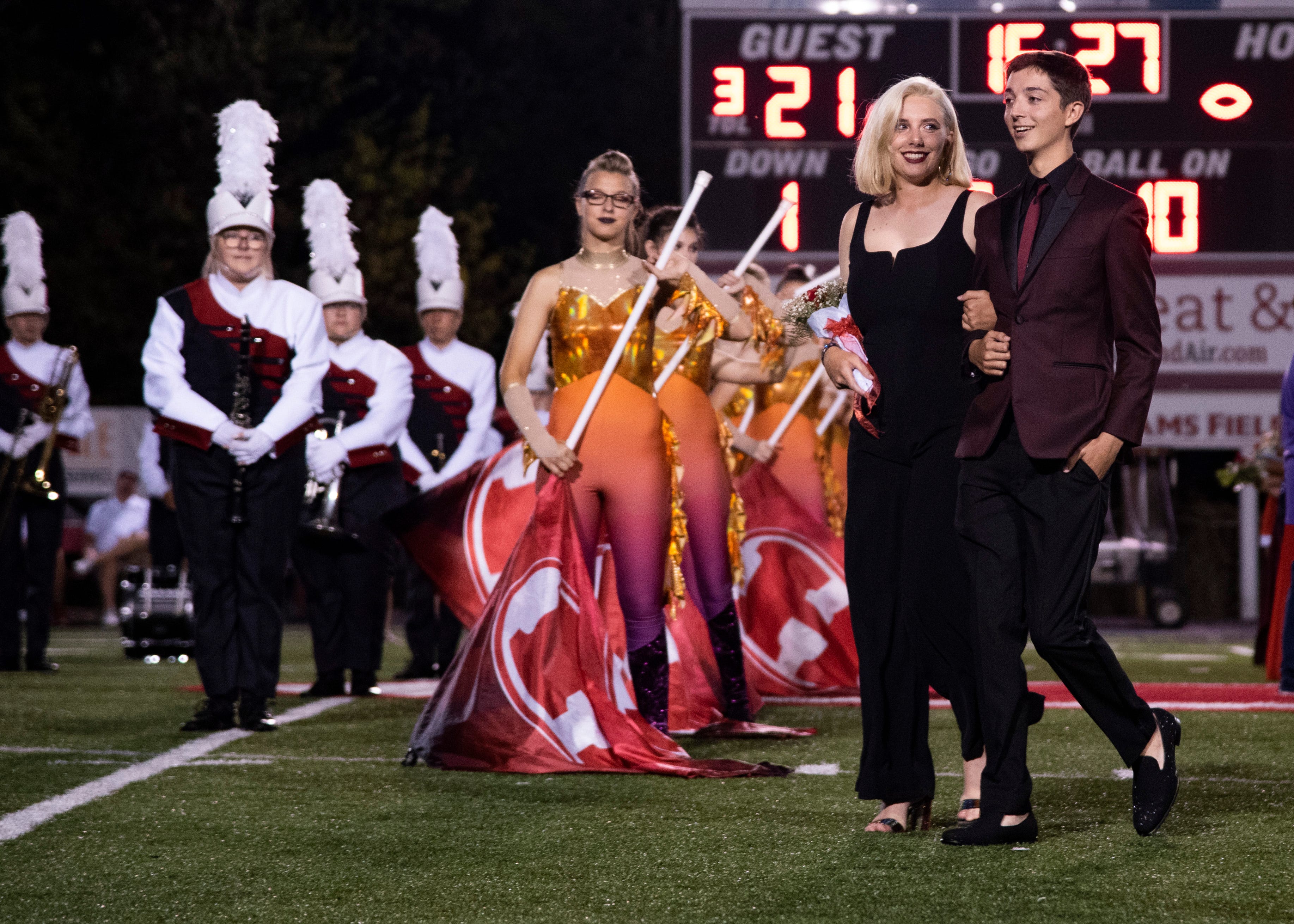 A Halls homecoming court member during the Halls and Central high school football game Friday, Oct. 4, 2019, at Halls High School.