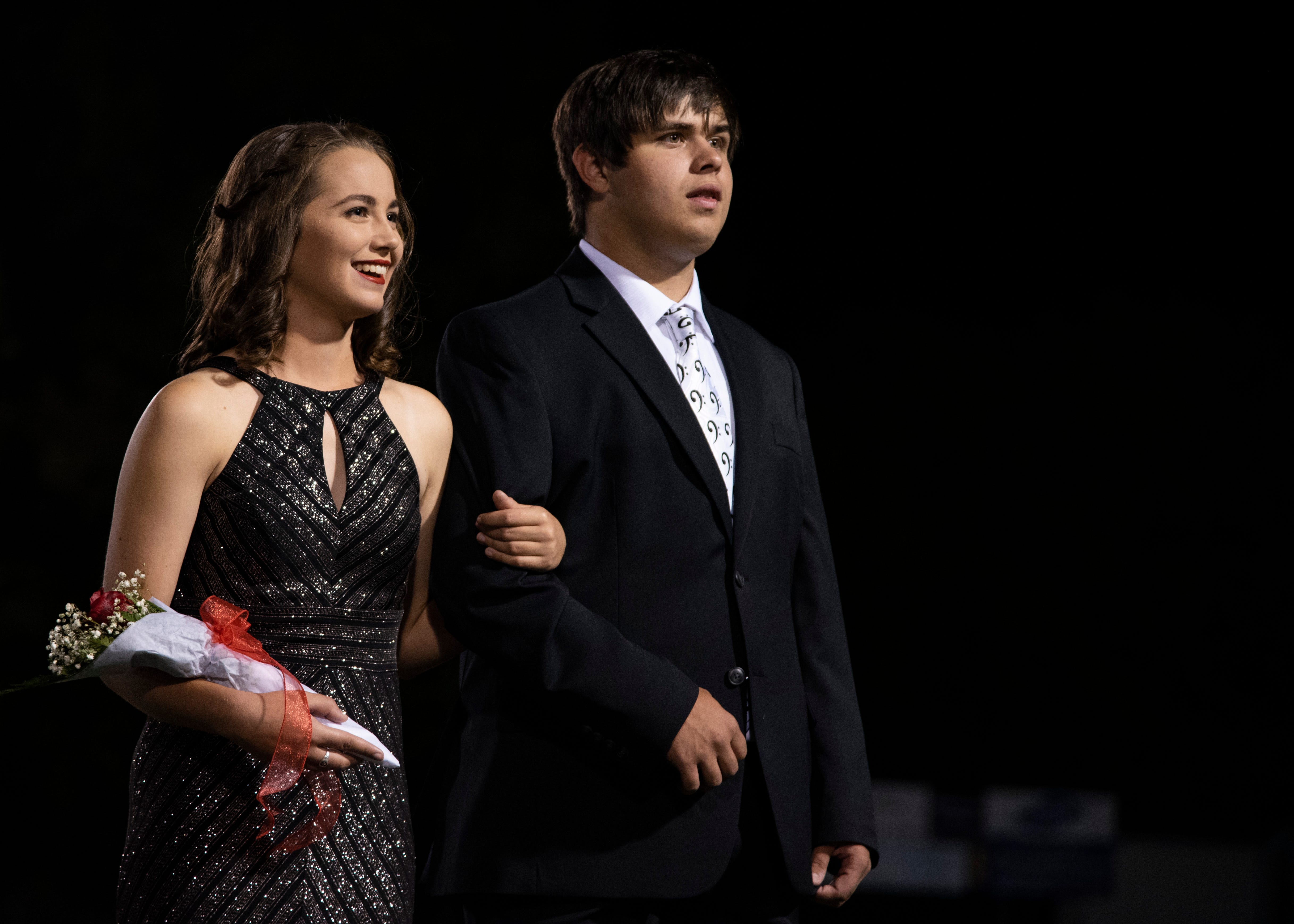 A Halls homecoming court member during the Halls and Central high school football game Friday, Oct. 4, 2019, at Halls High School.