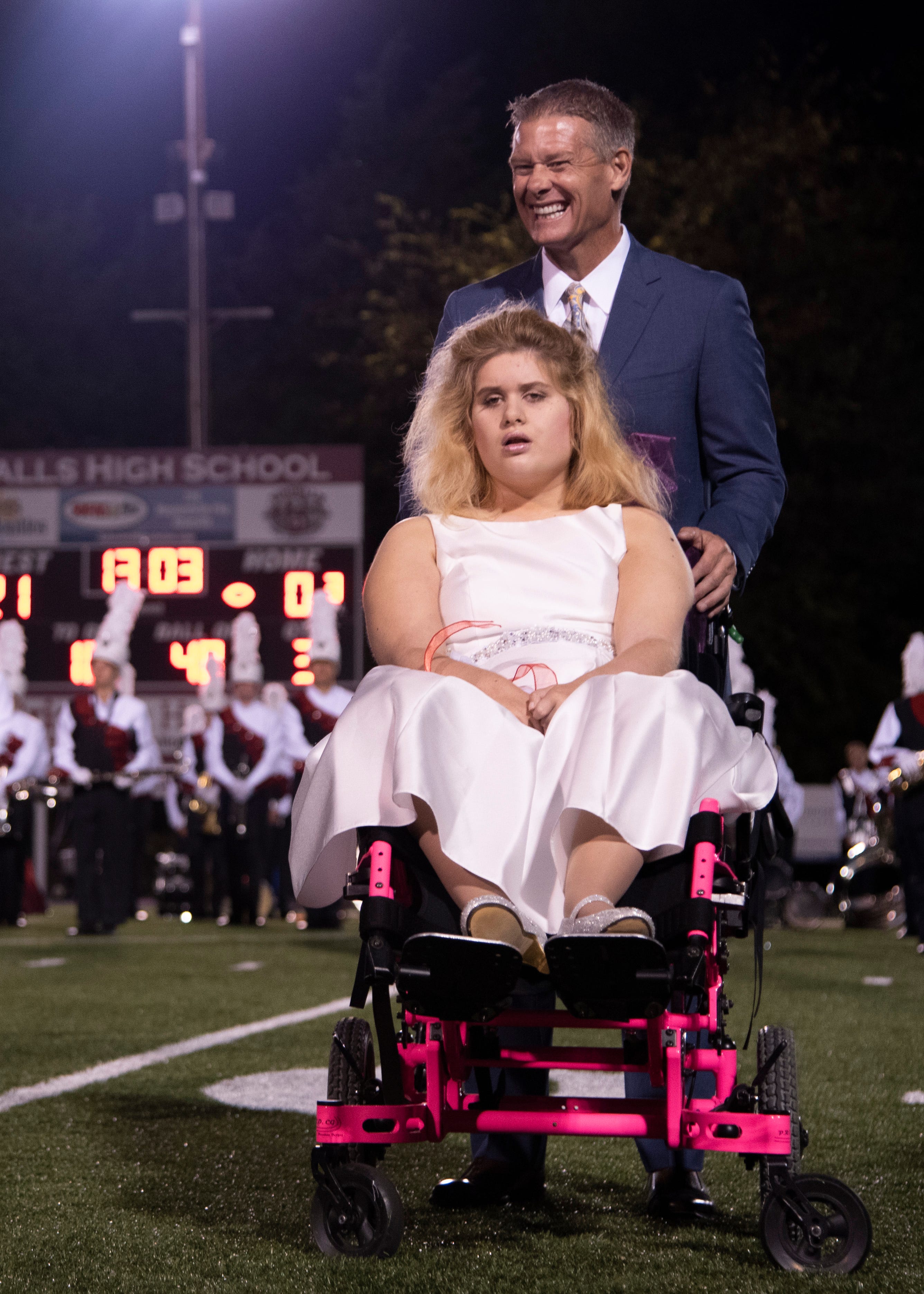 Halls homecoming court member, Blakeley Irwin, during the Halls and Central high school football game on Friday, October 4, 2019 at Halls High School.