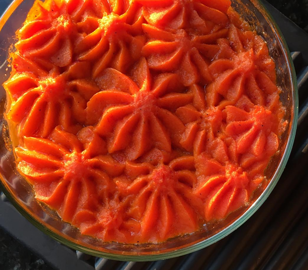 Scarbrough Fair pie topped with luminous carrots. - COURTESY OF OLIVER WESTON CO.