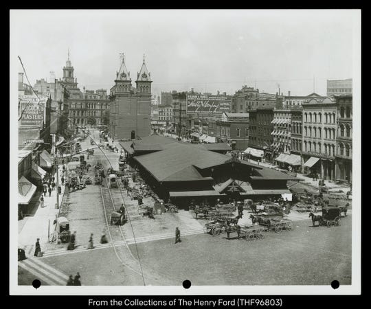 Detroit Central Farmers Market was located downtownin the late 1800s.