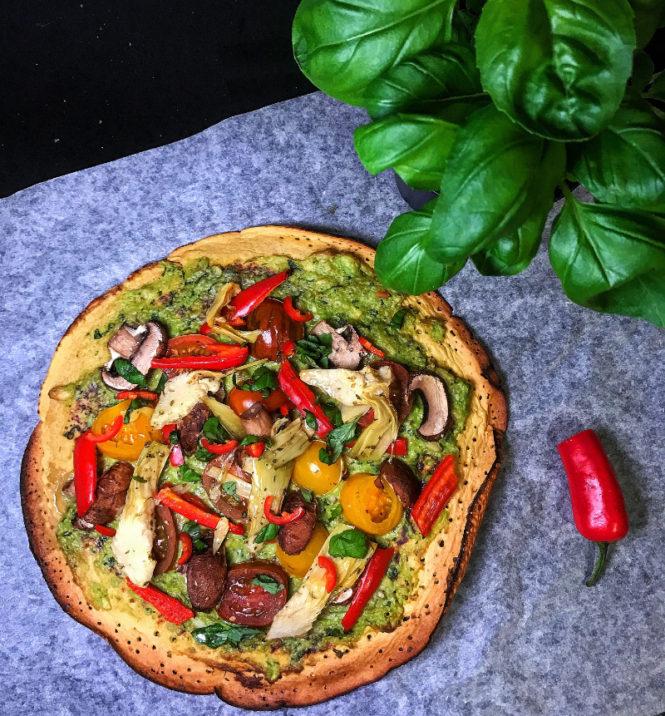 avocado pesto pizza