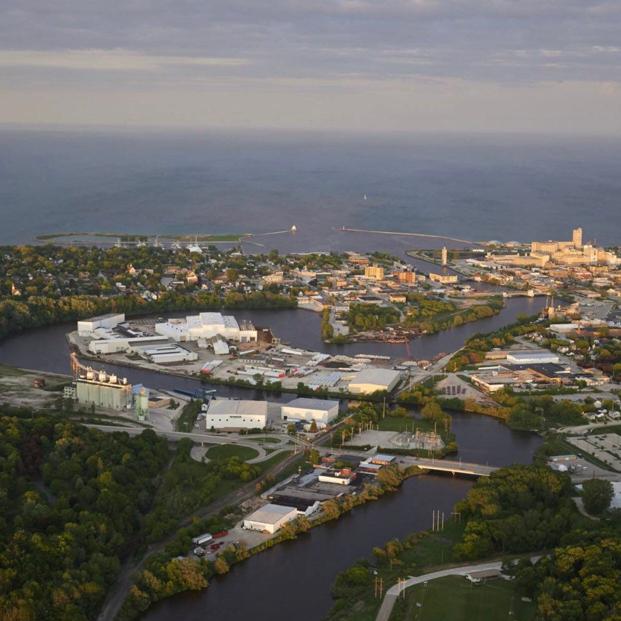 City of Manitowoc view from the sky.