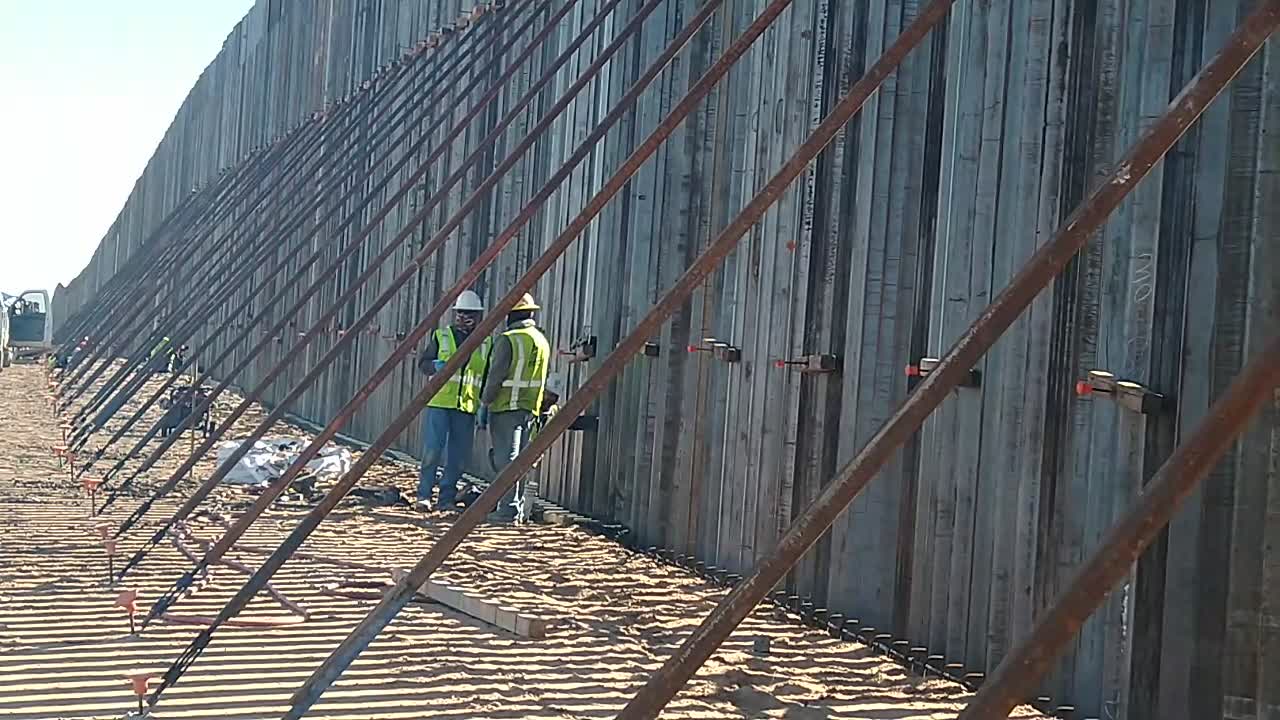 Thumbnail for the video titled "Border wall construction continues in New Mexico"