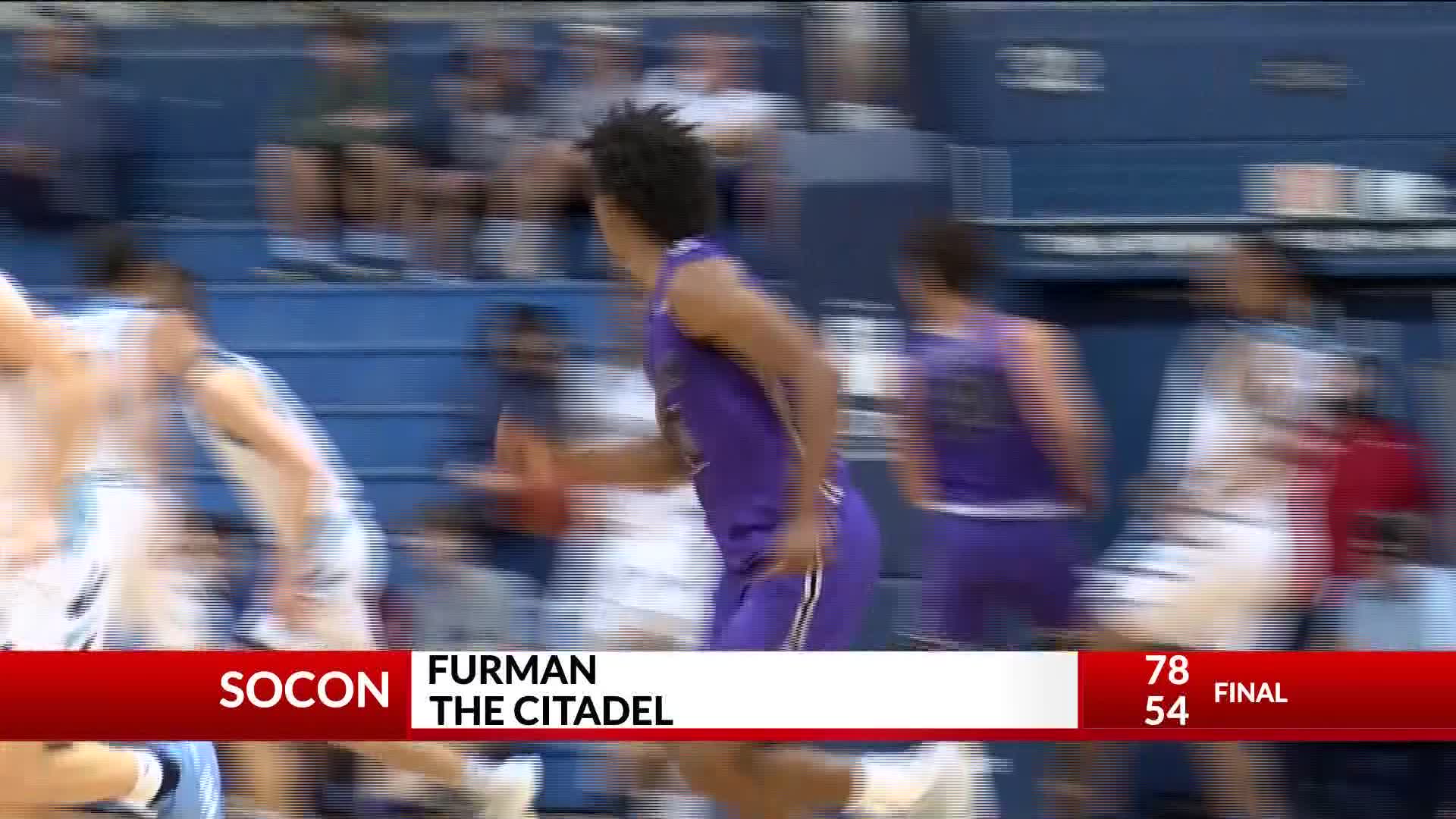Thumbnail for the video titled "Mounce Scores 22 Points as Furman Rolls Past The Citadel, 78-54"