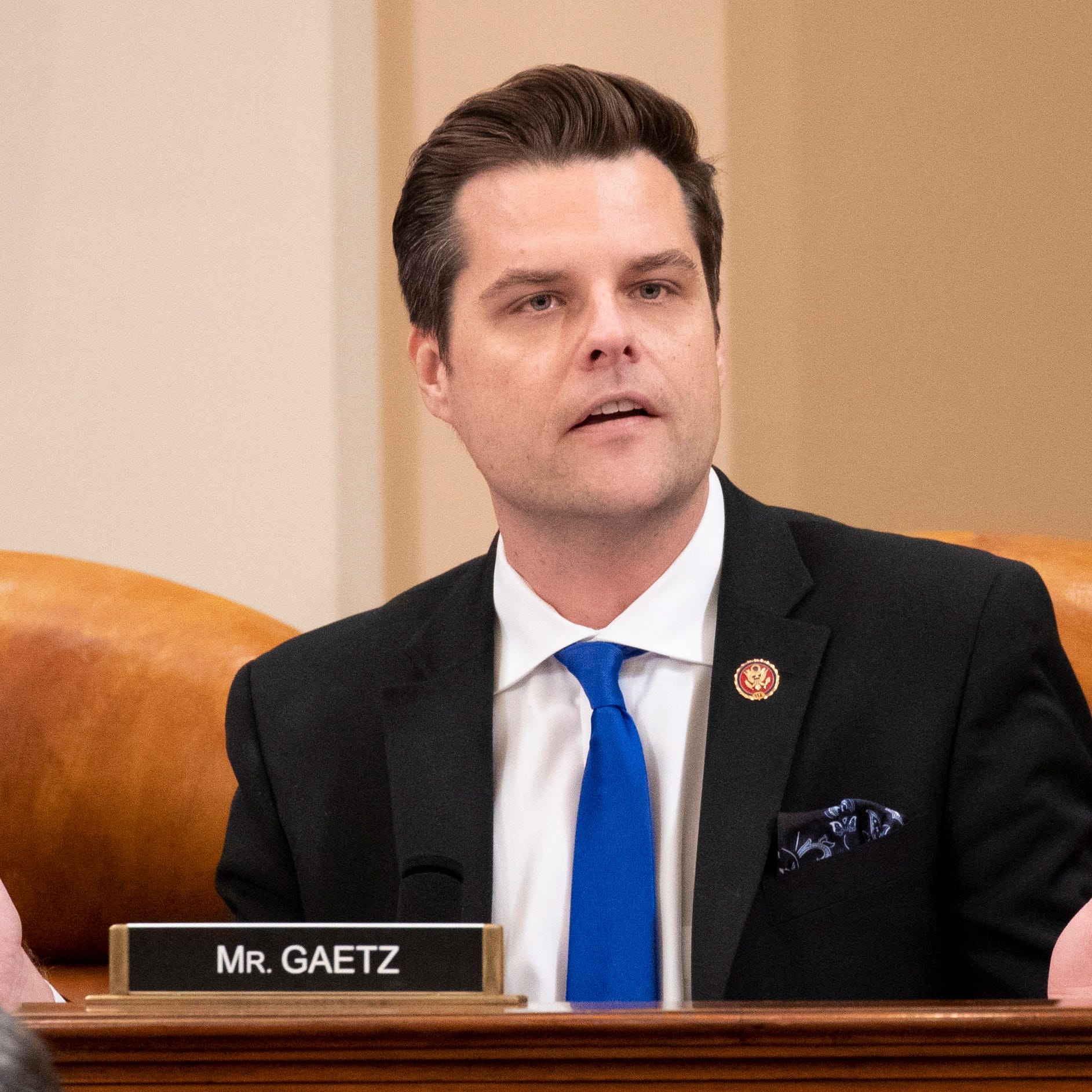 epa08066291 Republican Representative from Florida Matt Gaetz speaks during the House Judiciary Committee's markup of House Resolution 755, Articles of Impeachment Against President Donald J. Trump, on Capitol Hill in Washington, DC, USA, 12 December 2019. The House Judiciary Committee has written two articles of impeachment accusing US President Donald J. Trump of abuse of power and obstruction of Congress. The committee is expected to vote on the two articles, 12 December, setting up a vote on the House floor next week. EPA-EFE/MICHAEL REYNOLDS ORG XMIT: MRX01