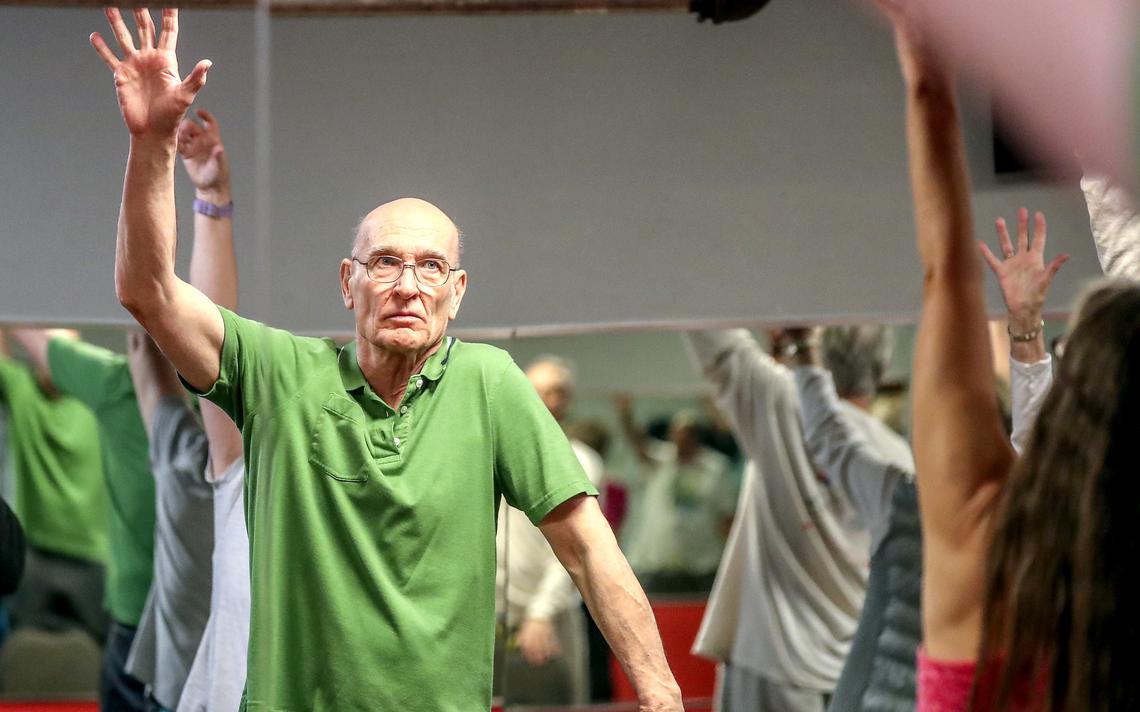 Dave Peterson of Duluth participates in recent senior group exercise class at Snap Fitness in Duluth. (Clint Austin /caustin@duluthnews.com)