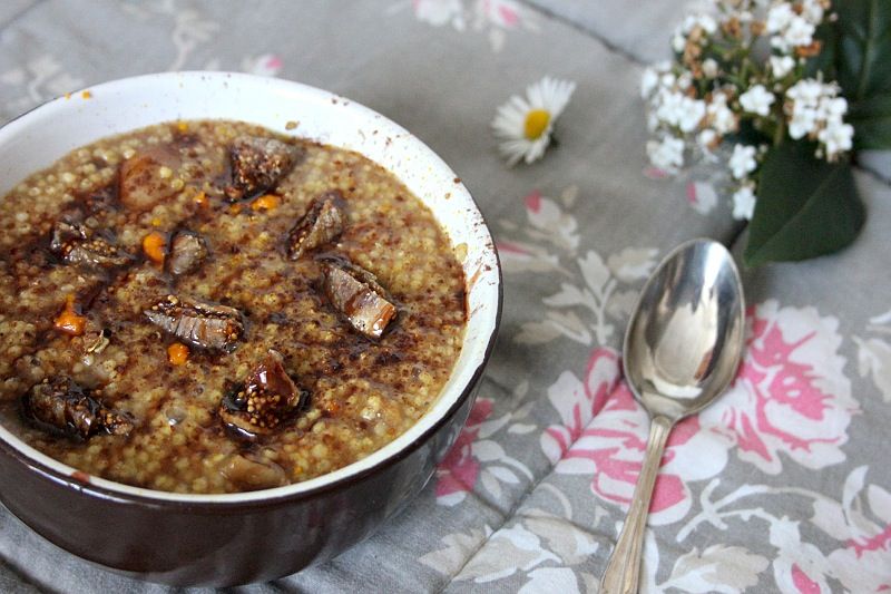 Millet, Dried Figs, Cinnamon, and Orange Porridge