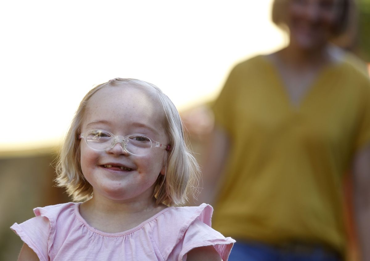 Tori Longwell, who will be a firstgrader at Highland Park Elementary School, is photographed at her home in Salt Lake City on Wednesday, July 29, 2020. The Longwells have decided as a family to return to remote learning this fall due to risks to Tori, who has Down syndrome, but also to the entire family.