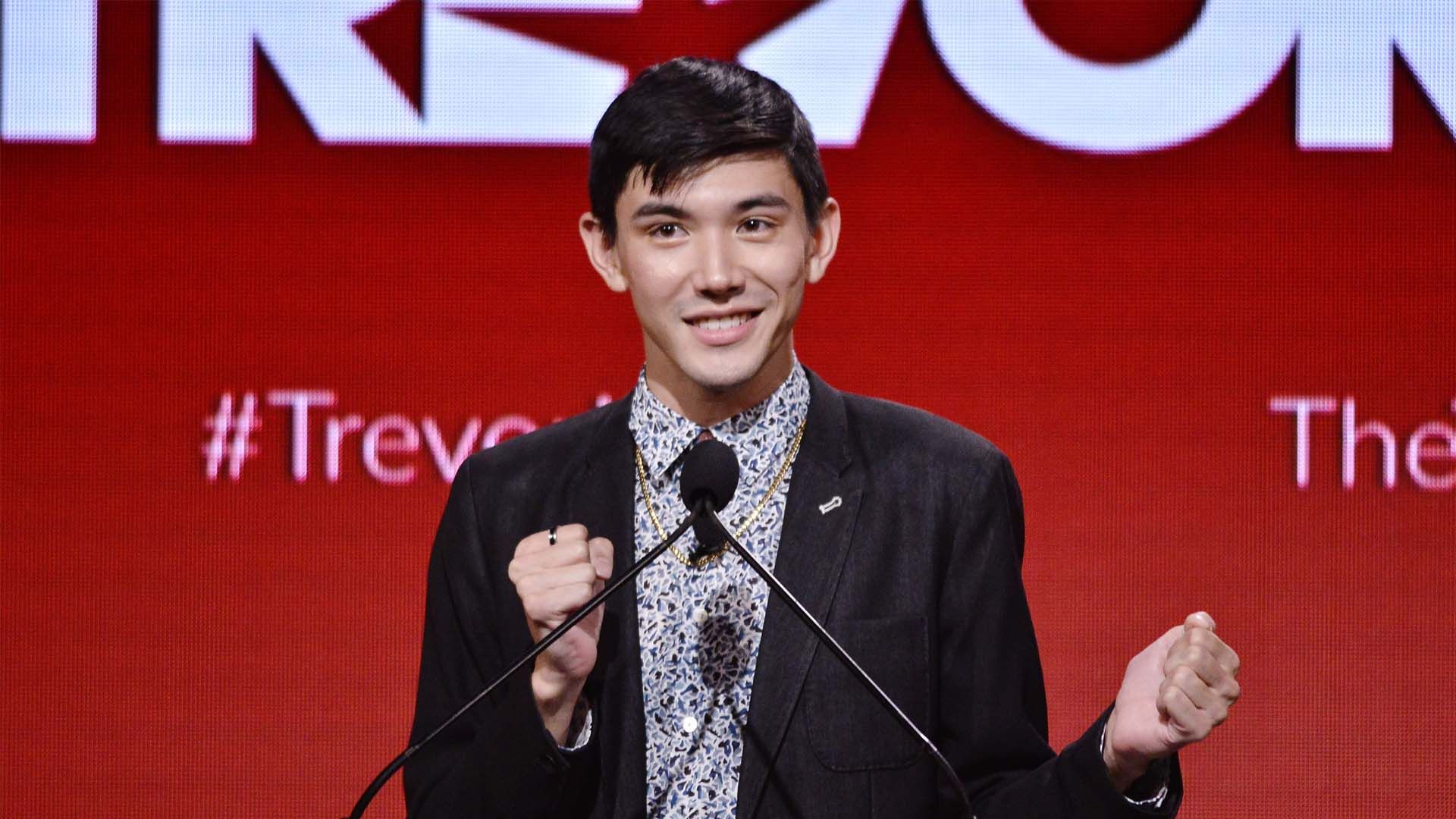 Connor Johnston speaking at the 2019 TrevorLIVE event