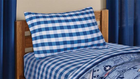 Mainstays Kids Blue Check Coordinating Soft Sheet Set