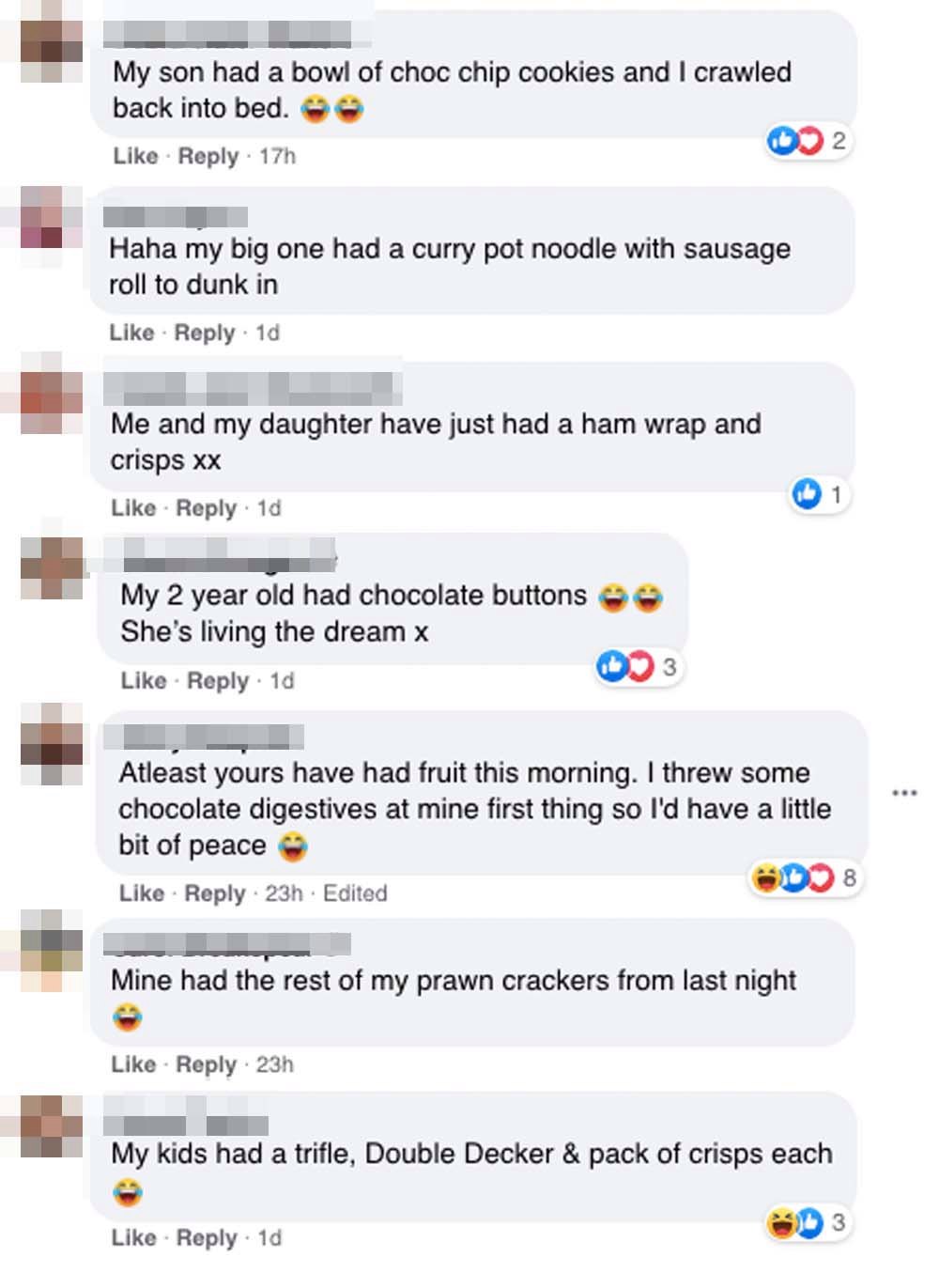 Other parents shared what they fed their own kids