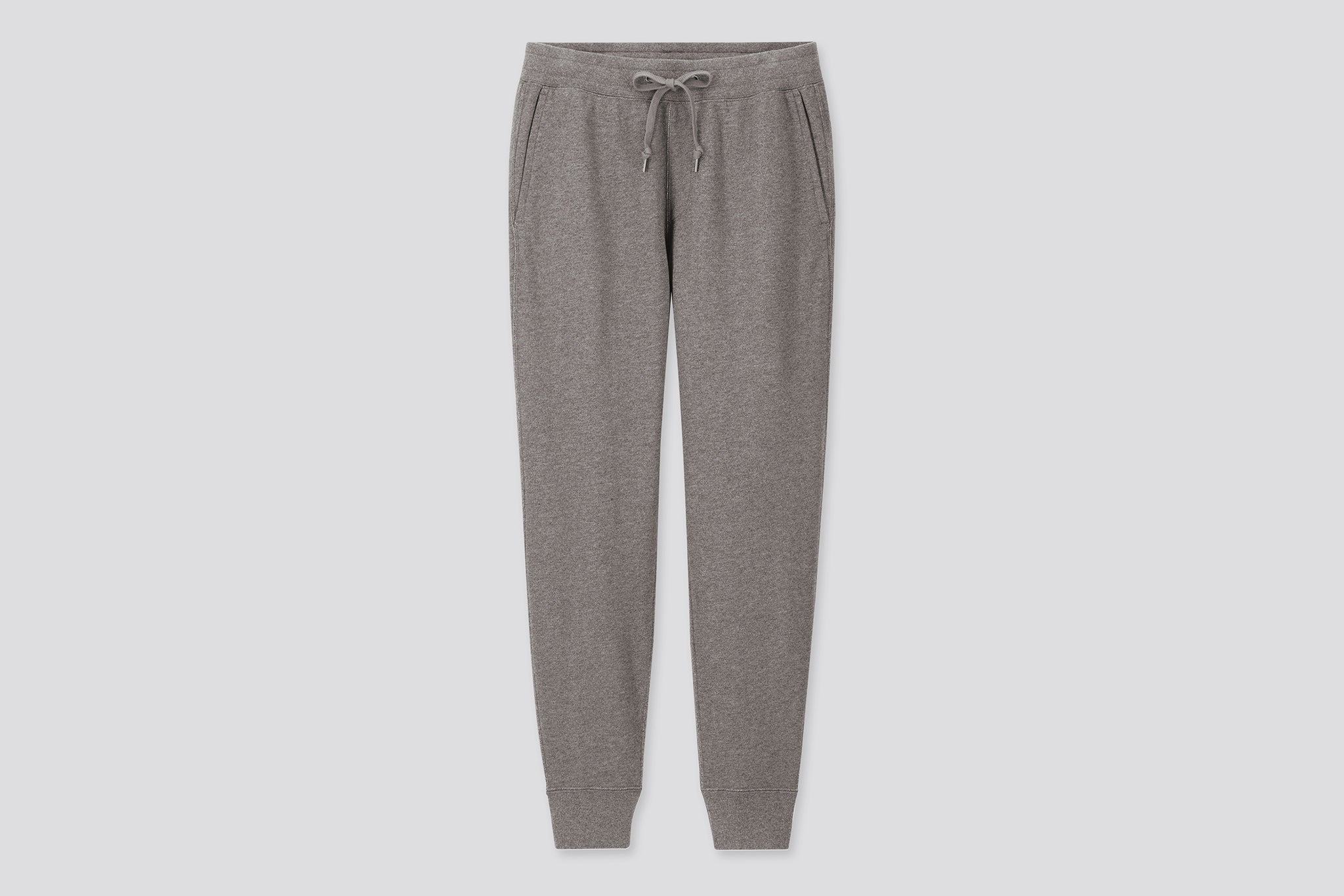 A pair of grey Uniqlo sweatpants.